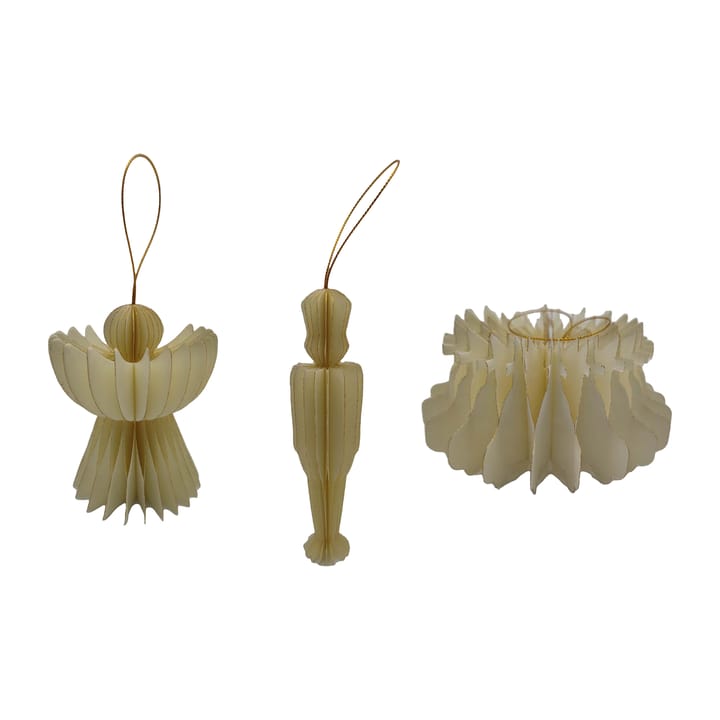 Pack de 3 décorations de Noël à suspendre Humdakin, Blanc cassé/or Humdakin