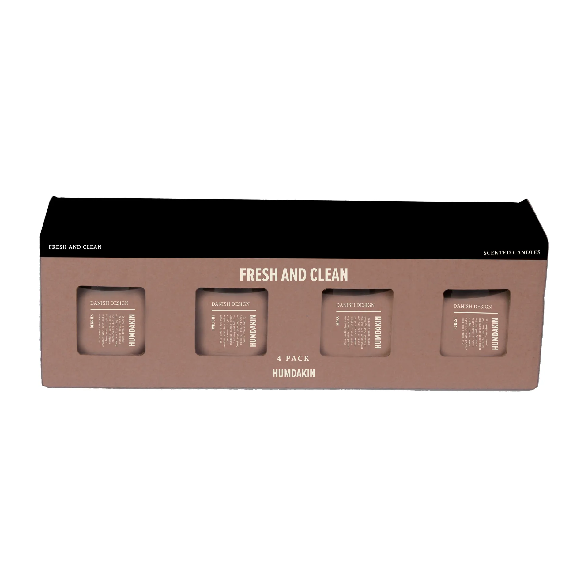 Pack de 4 bougies parfumées Humdakin, Frais et propre - Rose Humdakin