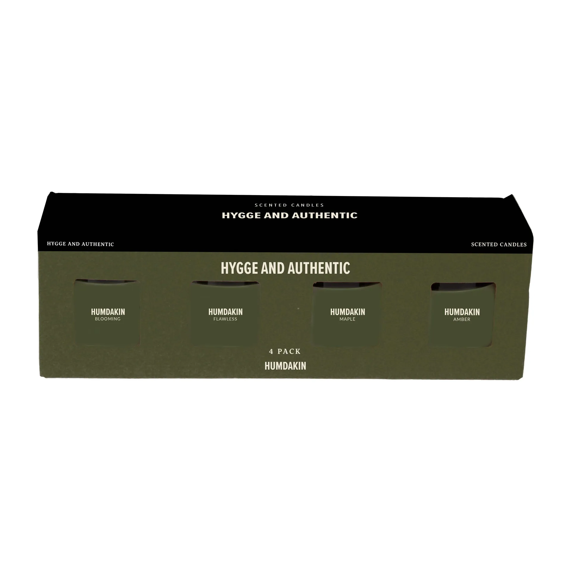 Pack de 4 bougies parfumées Humdakin, Hygge et Authentique - Vert Humdakin