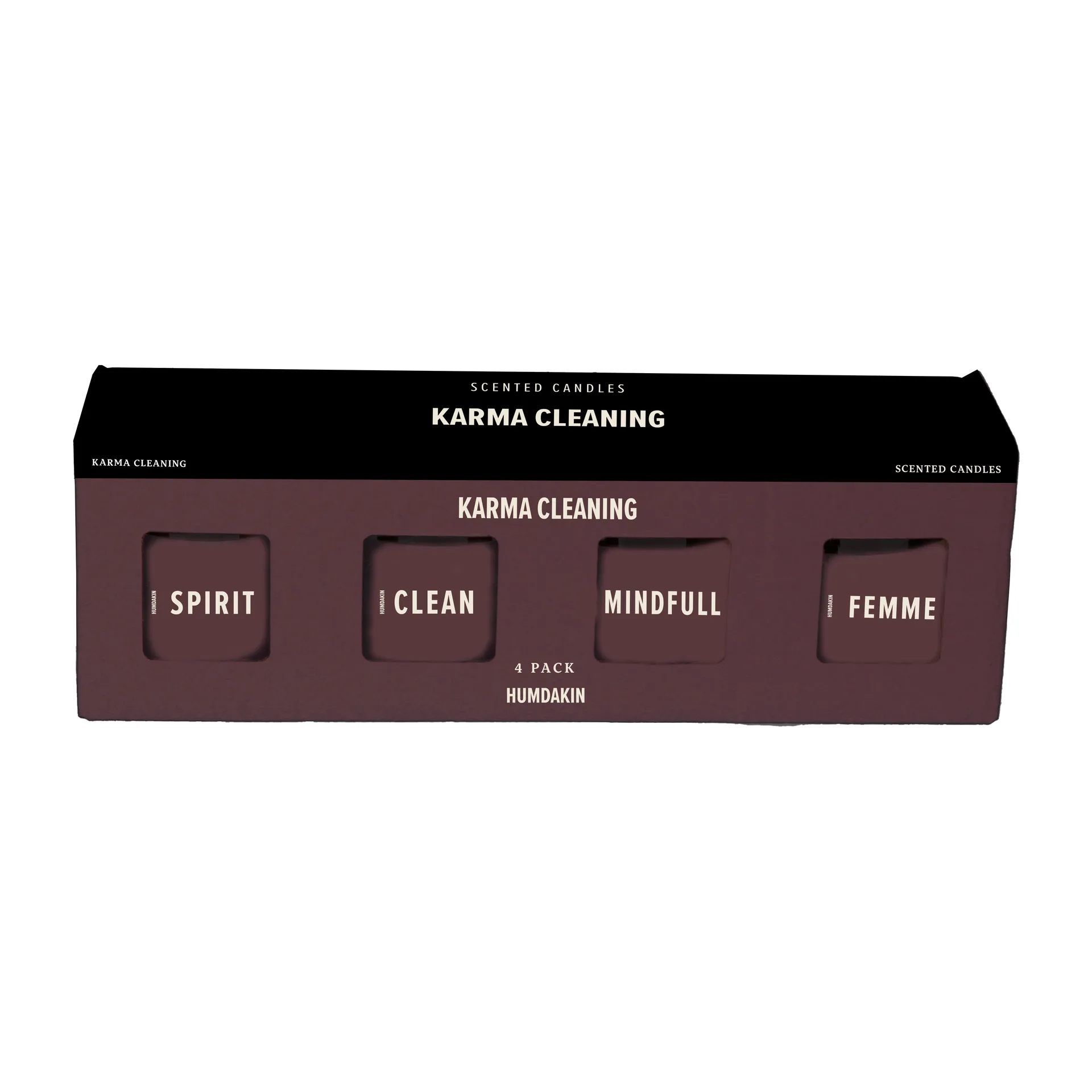 Pack de 4 bougies parfumées Humdakin, Karma Cleaning - Bordeaux Humdakin