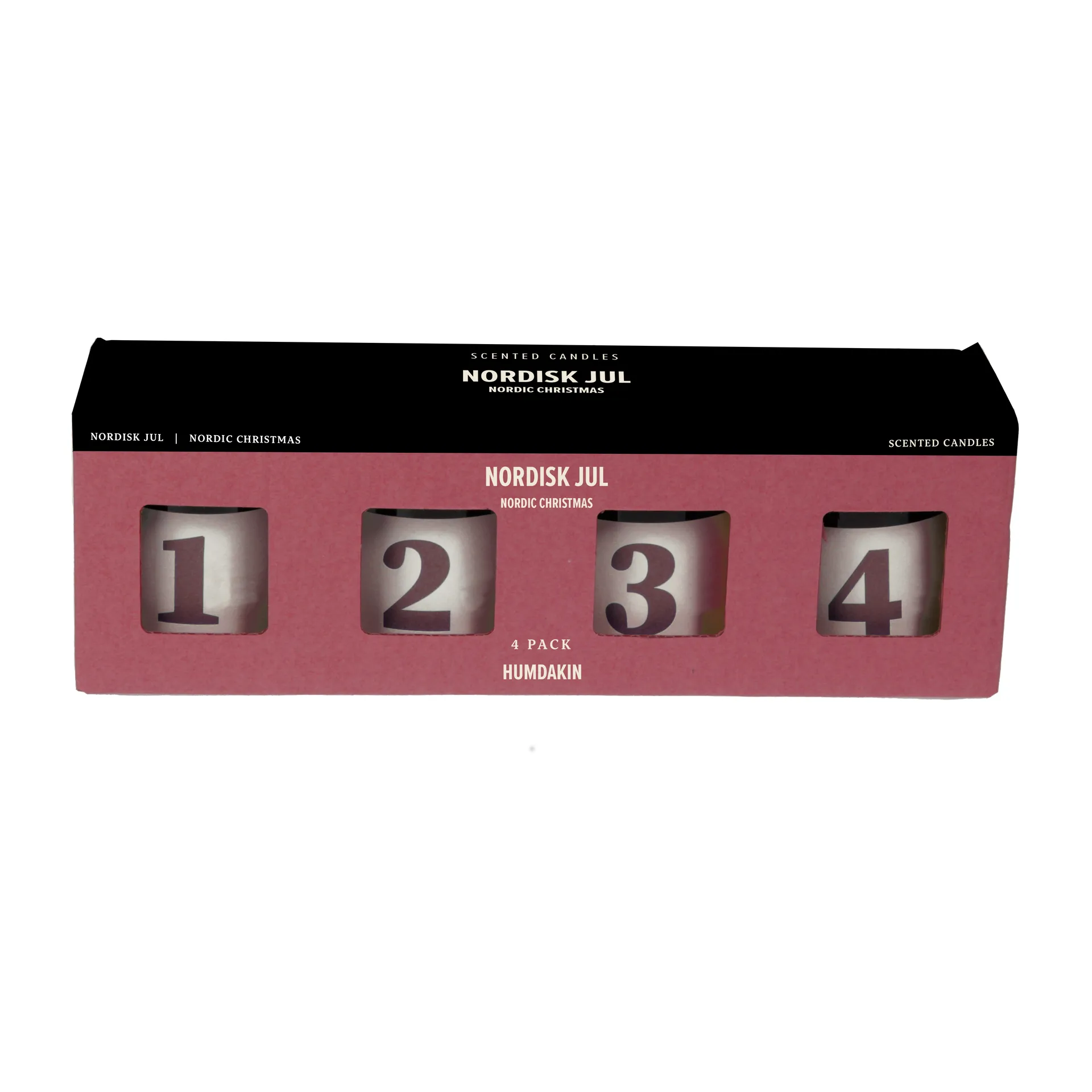 Pack de 4 bougies parfumées Humdakin Nordisk Jul, Rouge Humdakin