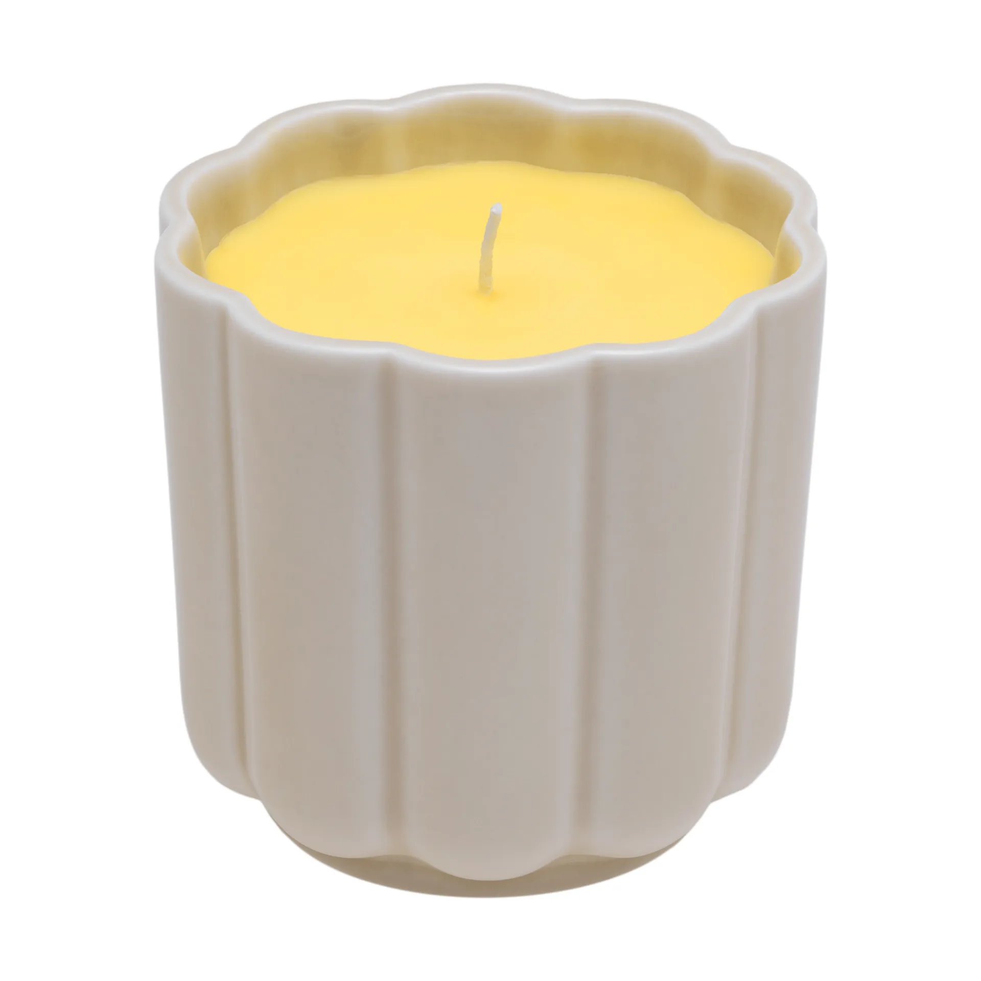 Bougie Play dans céramique ronde, Beige-jaune Iittala