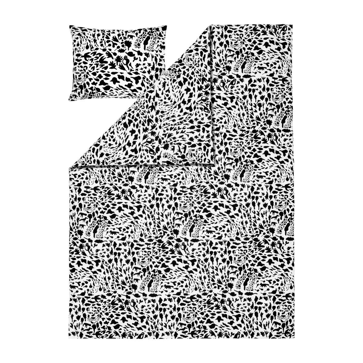 Iittala Housse de couette et taie d'oreiller Oiva Toikka Cheetah 150x210 cm Noir-blanc