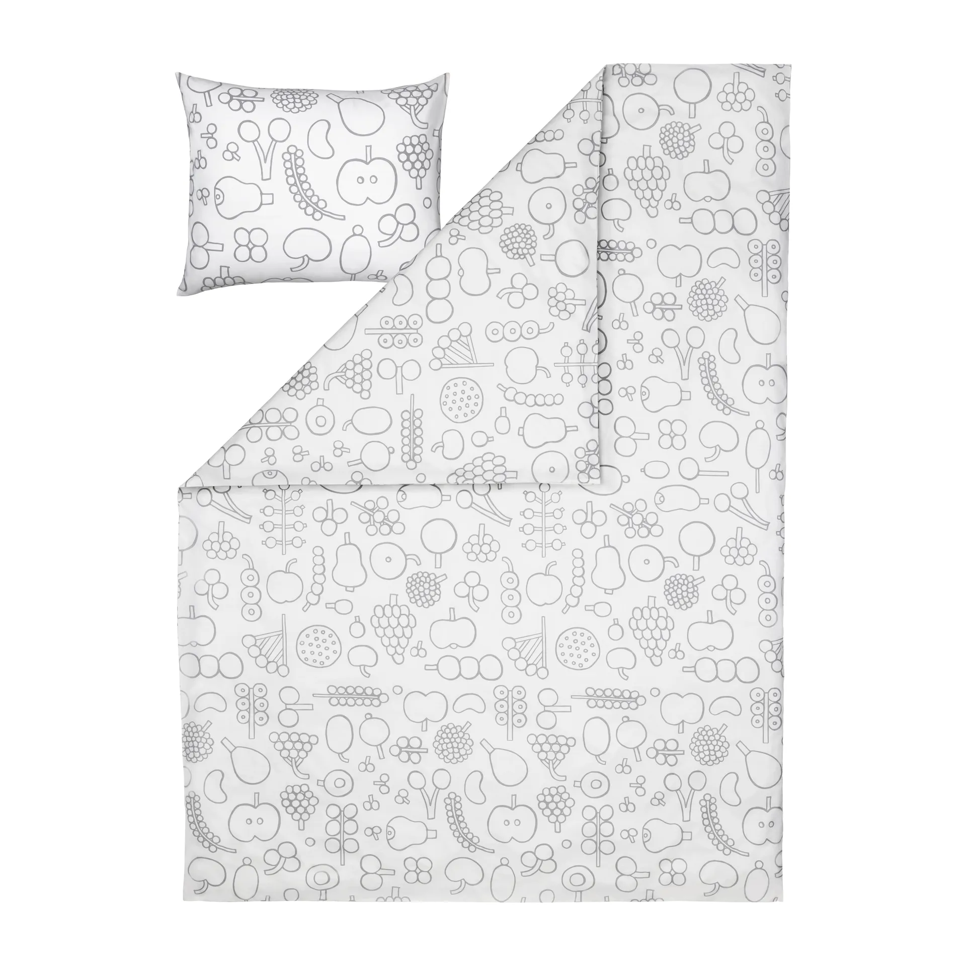 Housse de couette et taie d'oreiller Oiva Toikka Frutta 150x210 cm, Gris Iittala