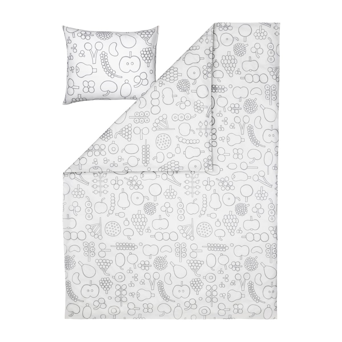 Iittala Housse de couette et taie d'oreiller Oiva Toikka Frutta 150x210 cm Gris