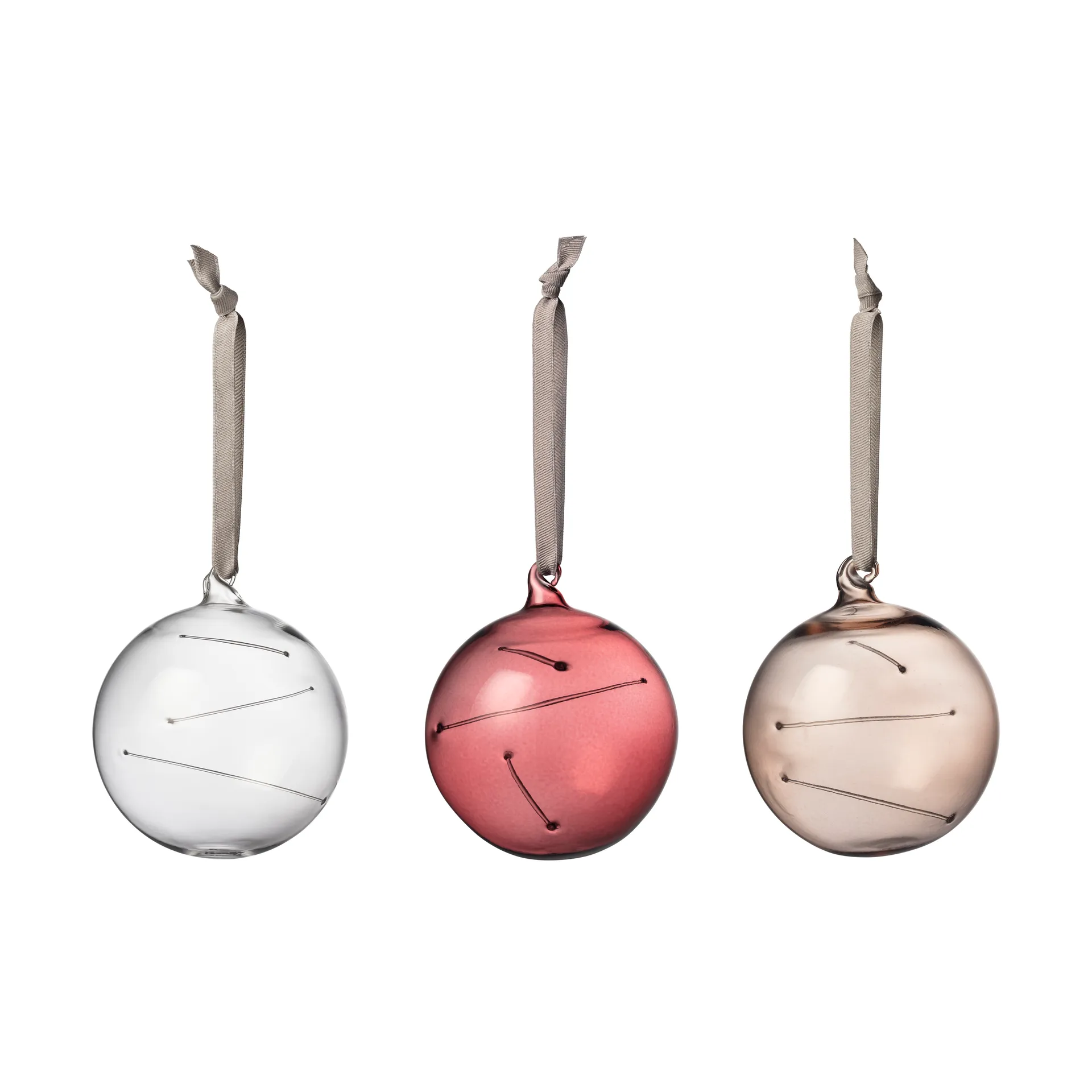 Sun Ball Ø8 cm, 3 pièces, Transparent-bruyère-lin Iittala