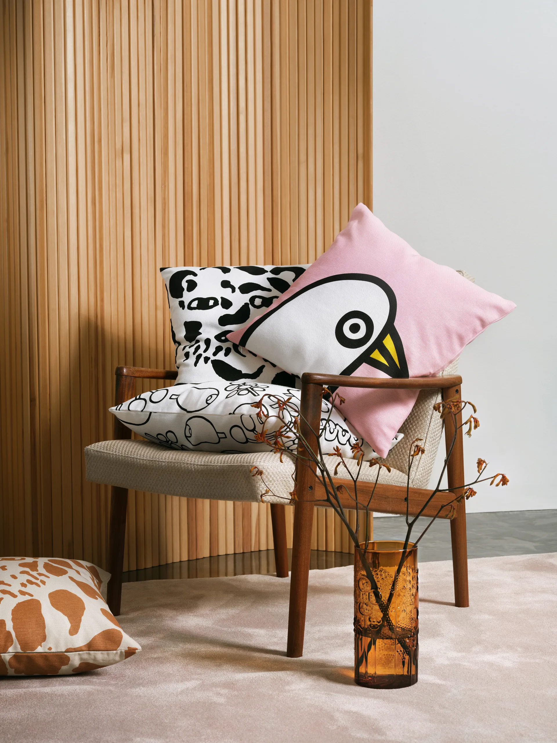 Taie Oiva Toikka Birdie 47x47 cm, Rose Iittala