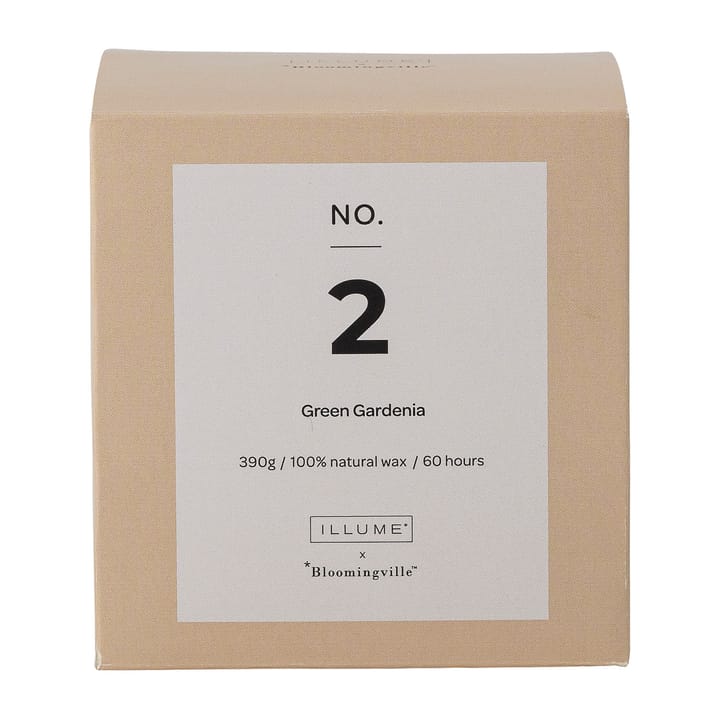 Bougie parfumée NO. 2 Green Gardenia, 390 g + coffret cadeau Illume x Bloomingville