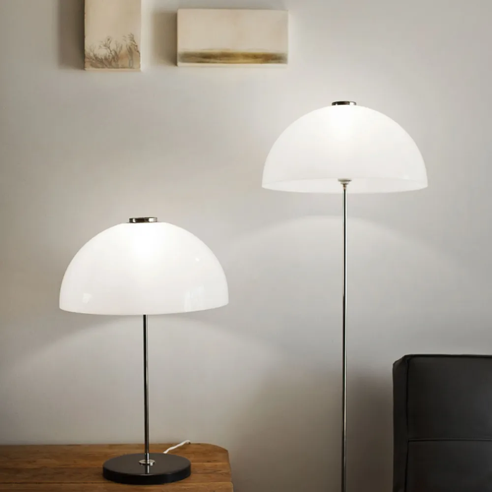 Lampadaire Kupoli, gris, détails métalliques, abat-jour blanc Innolux