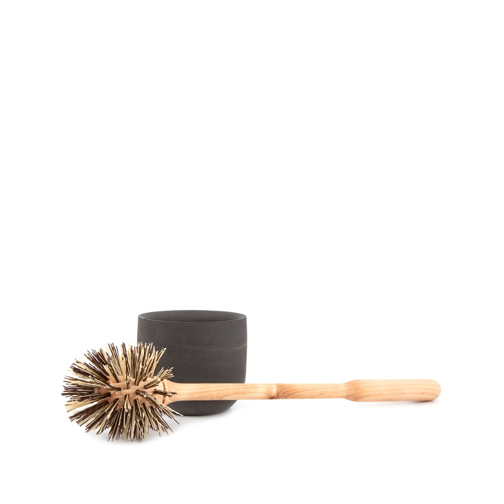 Iris Hantverk Brosse WC Iris bouleau huilé, gobelet en béton gris foncé