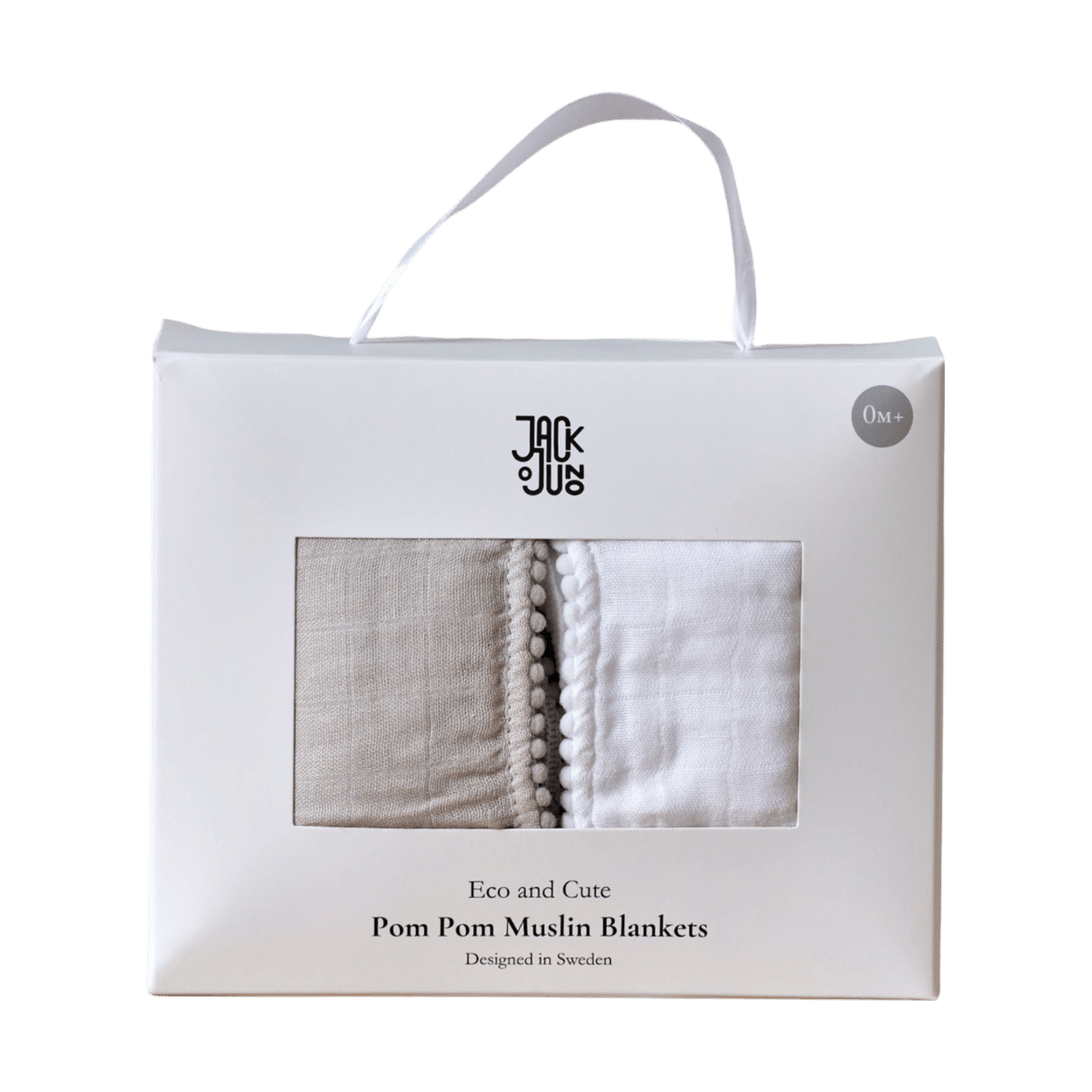 Jack o Juno Plaid Pom Pom en mousseline 120x120 cm, lot de 2 Pearl & Dusty gray