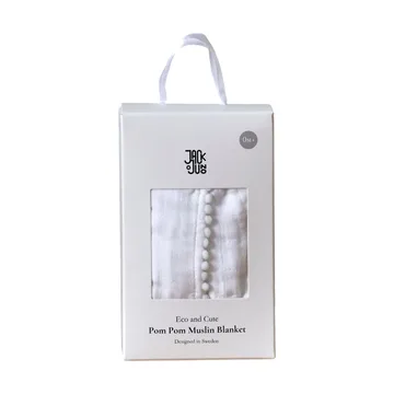 Plaid Pom Pom en mousseline 120x120 cm - Pearl - Jack o Juno