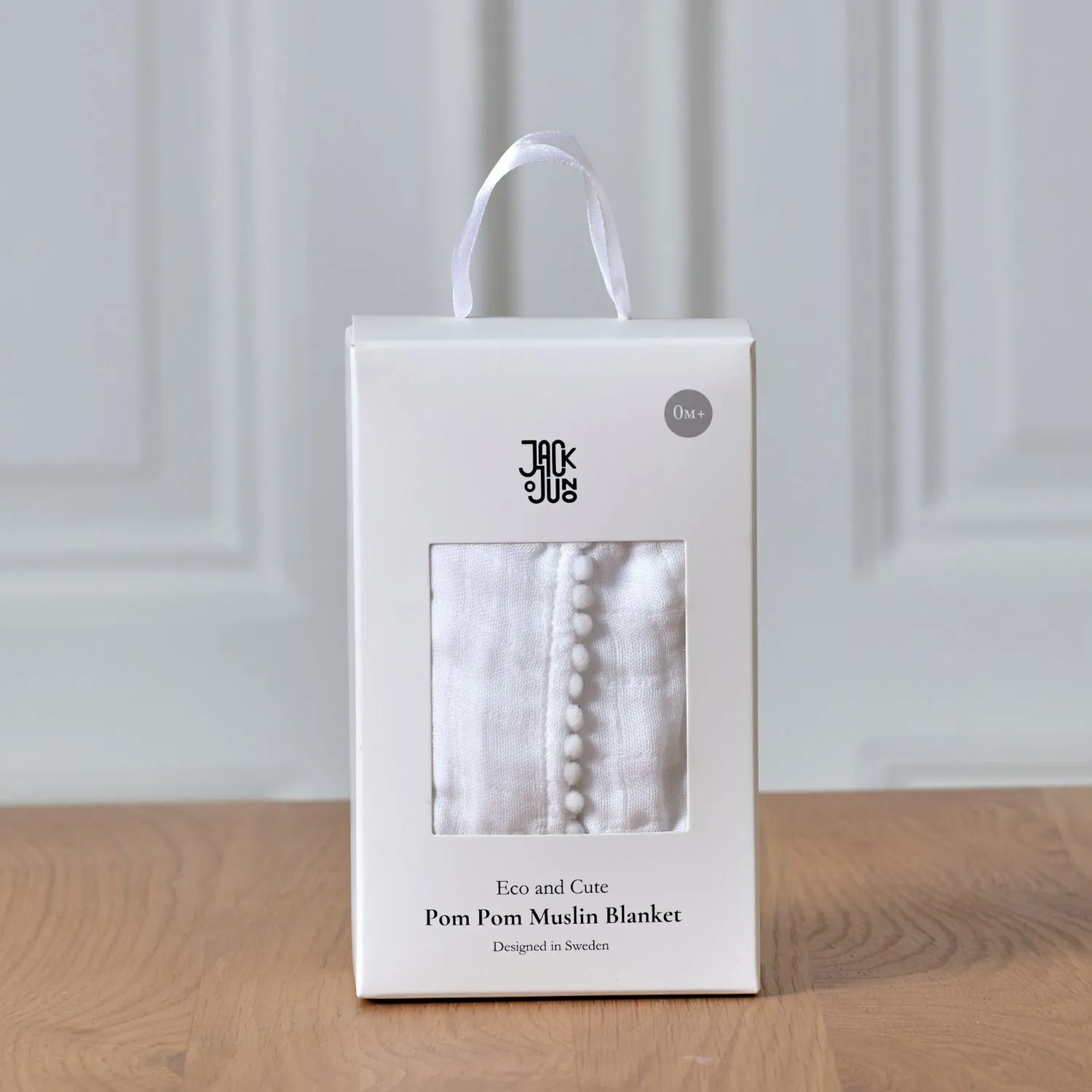 Plaid Pom Pom en mousseline 120x120 cm, Pearl Jack o Juno