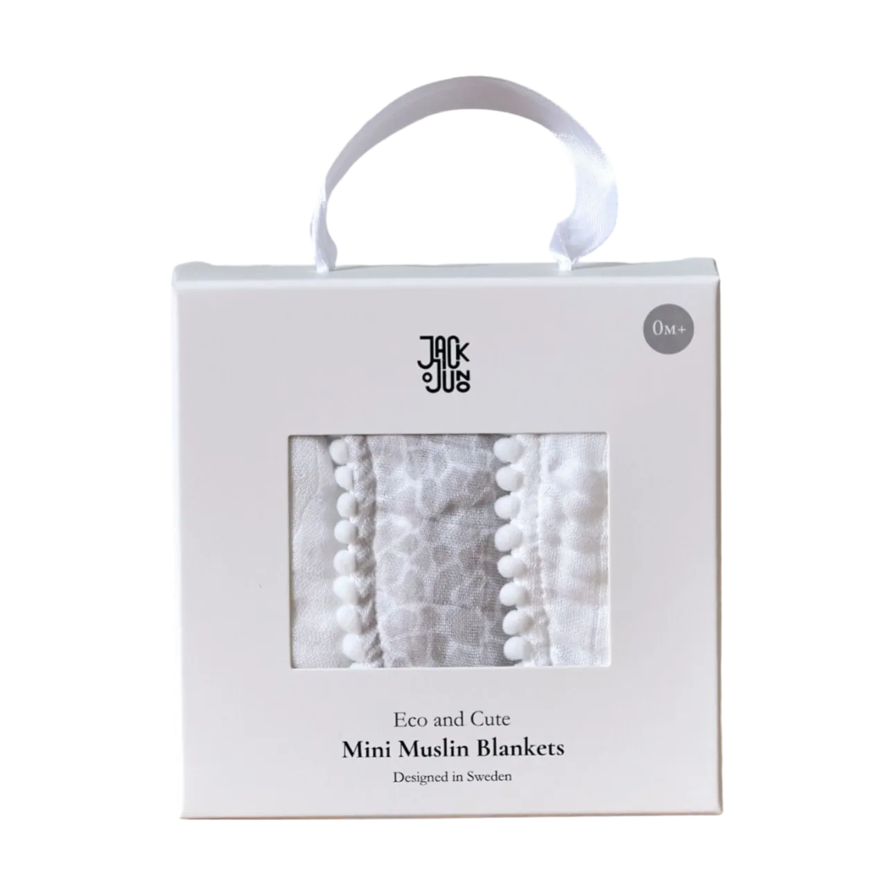 Plaid Pom Pom en mousseline 40x40 cm, lot de 3, Pearl & Giraffe gray Jack o Juno