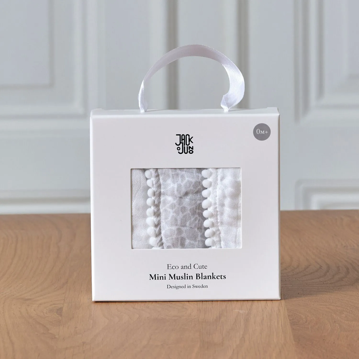 Plaid Pom Pom en mousseline 40x40 cm, lot de 3, Pearl & Giraffe gray Jack o Juno