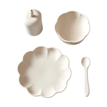 Vaisselle pour enfants Little Poppy, 4 pièces - Cream - Jack o Juno