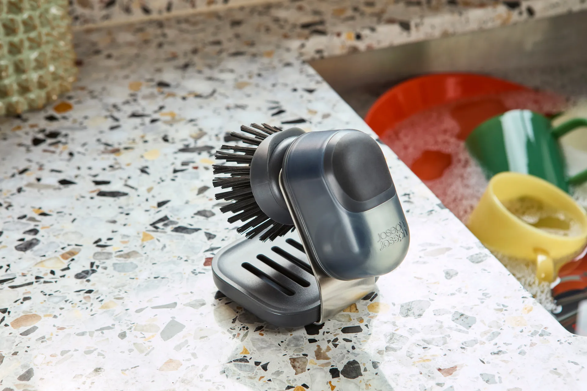 Brosse à vaisselle à main avec support Sinktech Joseph Joseph, Clear Joseph Joseph