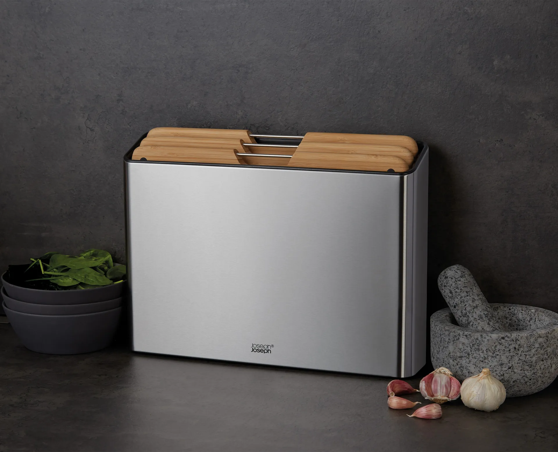 Planche à découper Folio steel, 3 pièces, Bamboo-acier Joseph Joseph