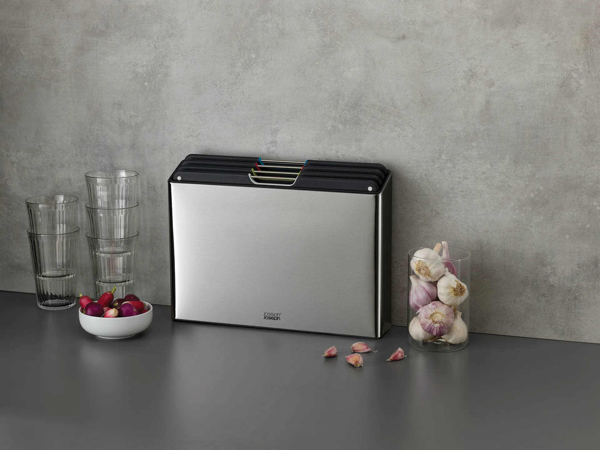 Planche à découper Folio steel, 4 pièces, Acier Joseph Joseph