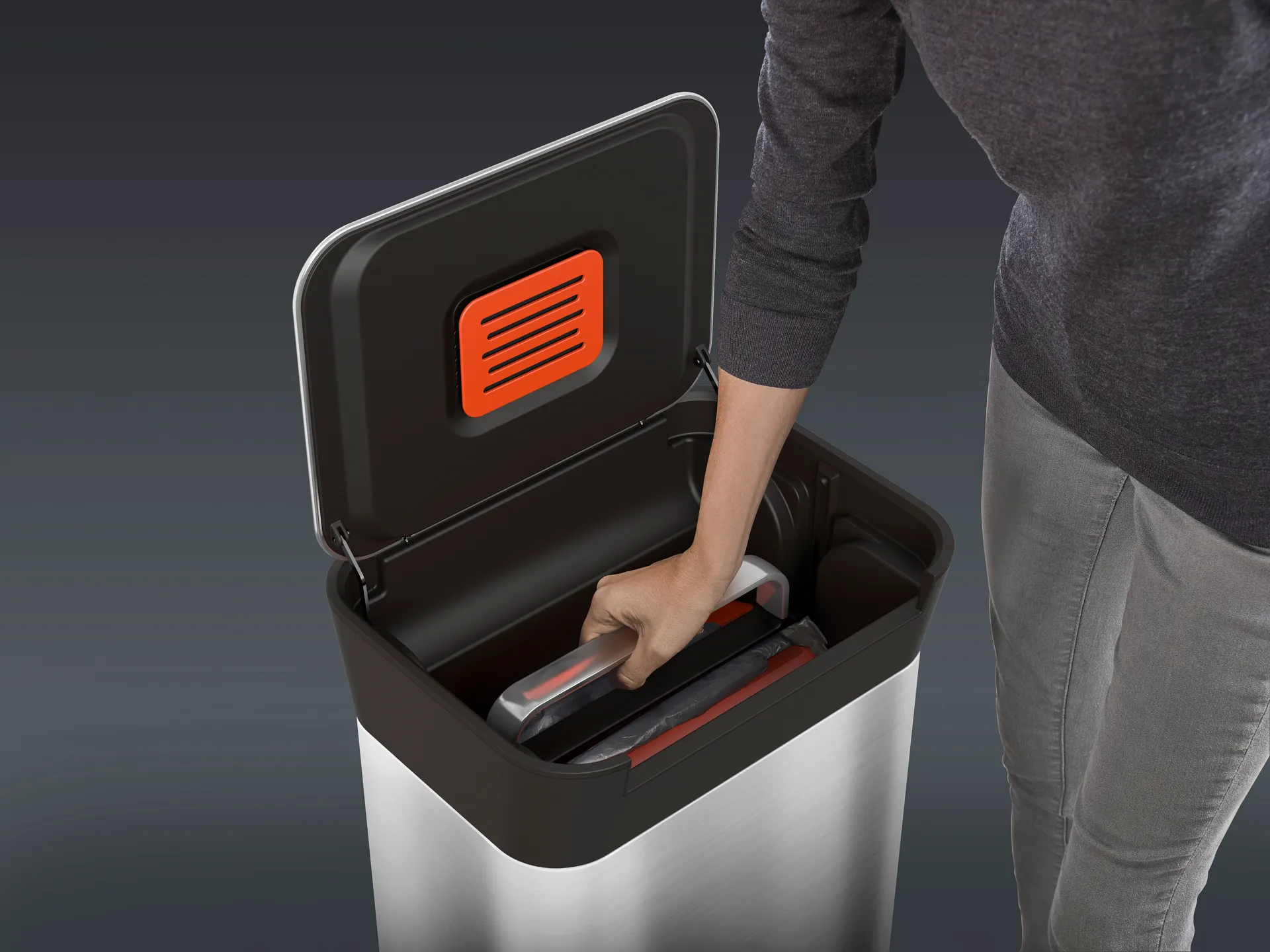 Poubelle à pédale compacteur Titan Joseph Joseph 30 L, Stainless steel Joseph Joseph