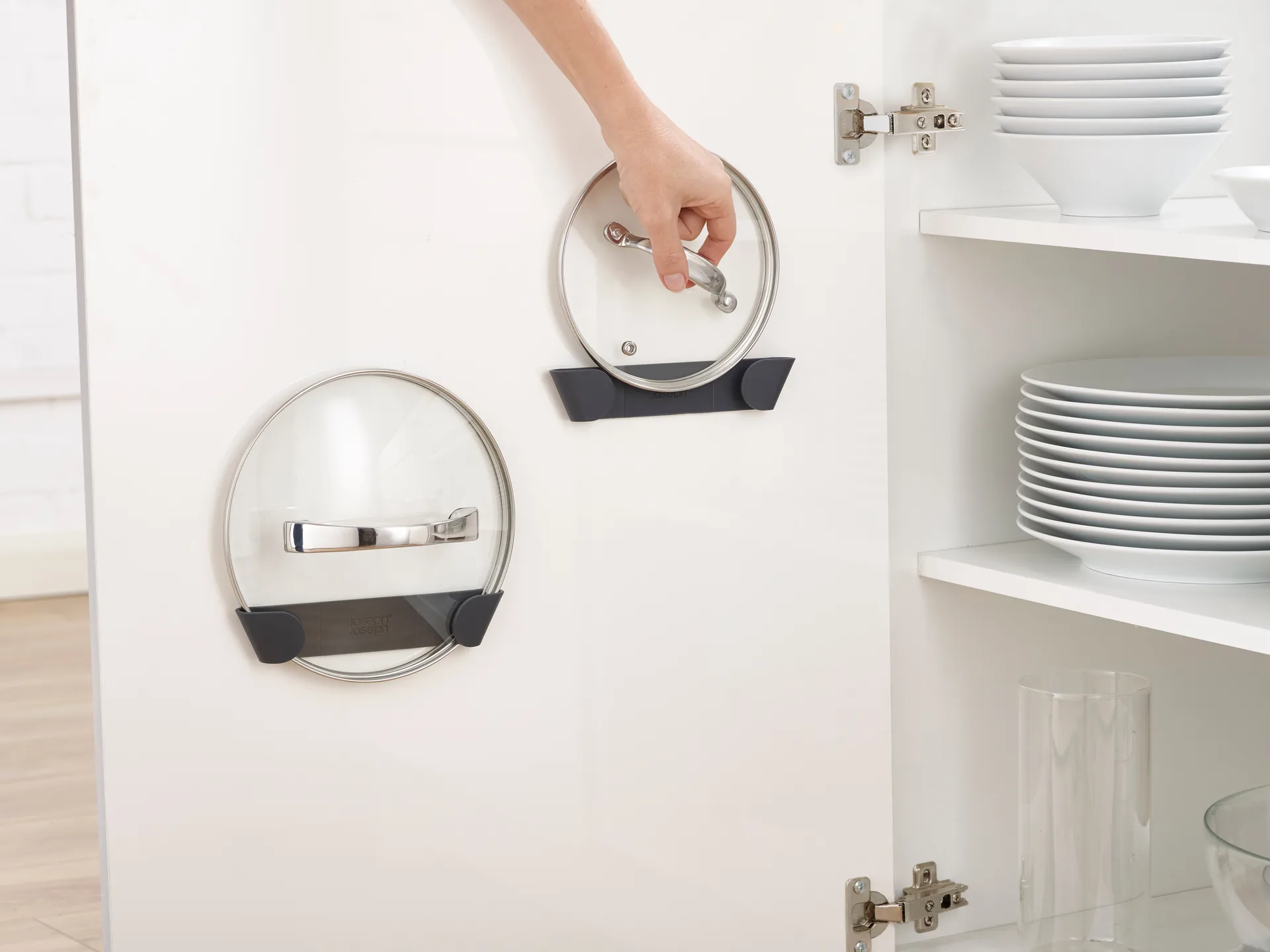 Support pour couvercles Cupboardstore, 4 pièces, Gris Joseph Joseph