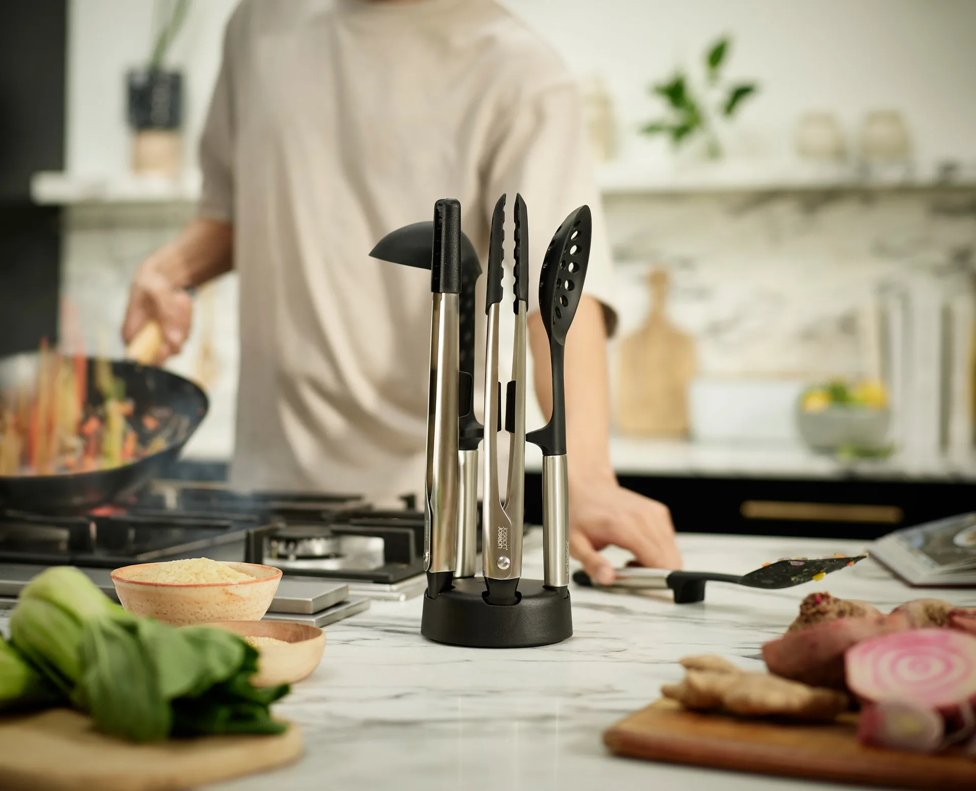 Ustensiles de cuisine Elevate fusion et support, 5 pièces, Silicone Joseph Joseph