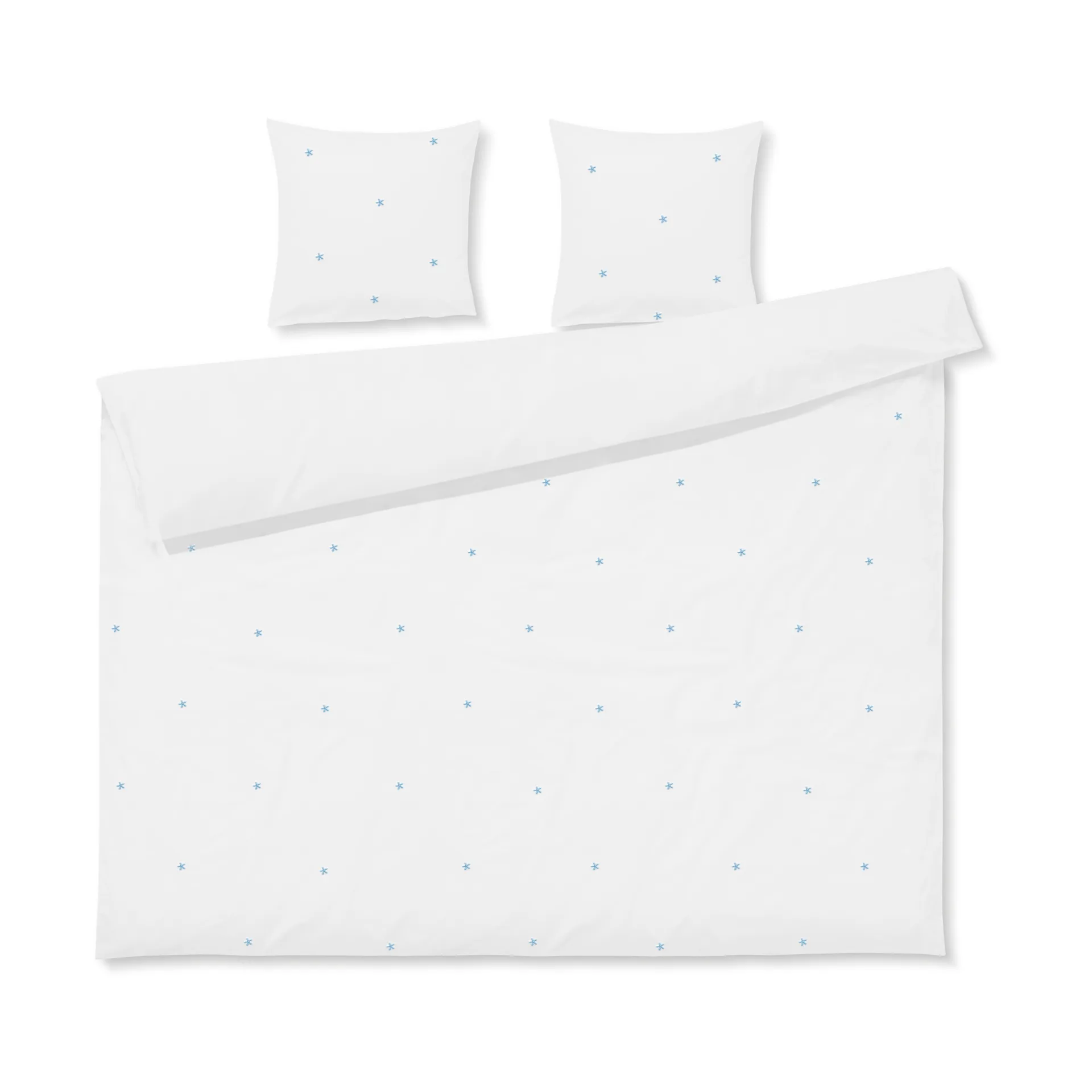 Ensemble de lit Daisy 220x220 cm, Blanc-bleu clair Juna