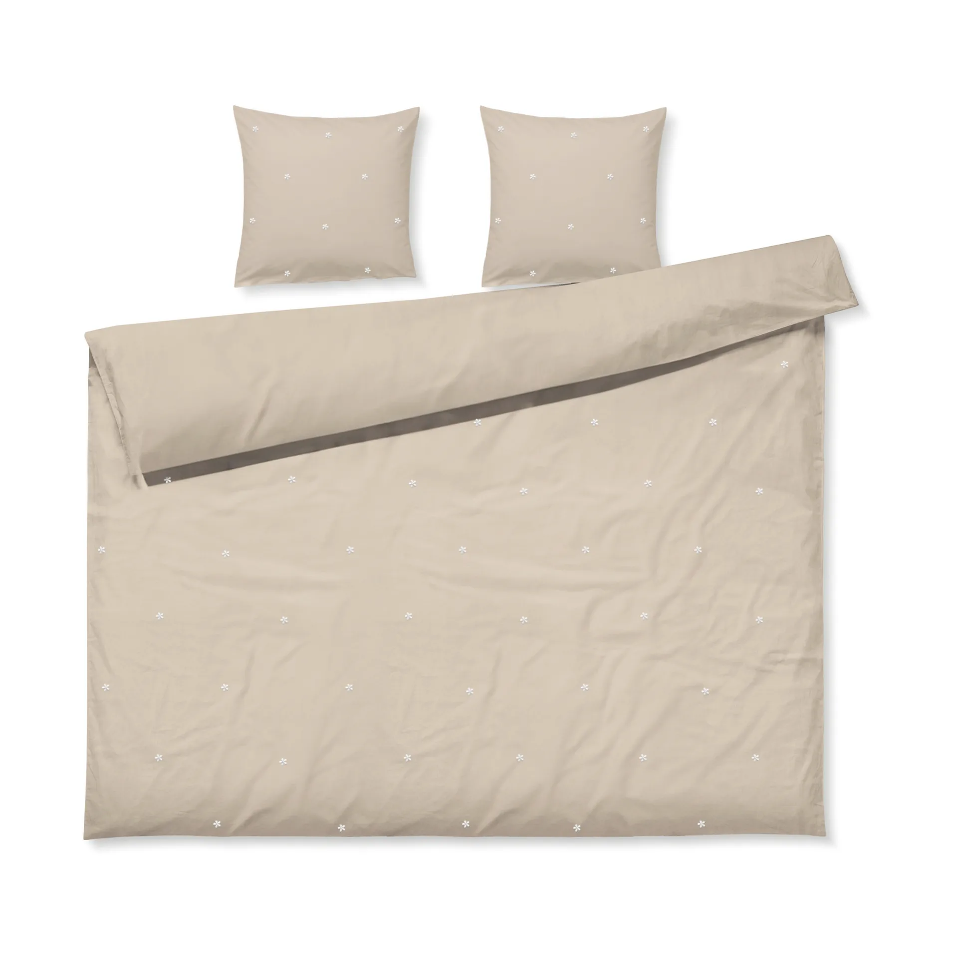 Ensemble de lit Daisy 220x220 cm, Sable-blanc Juna
