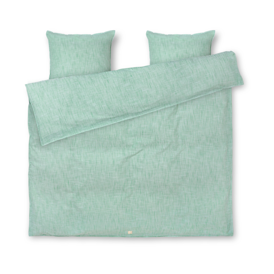 Juna Ensemble de lit Monochrome Lines 220x220 cm Vert-blanc