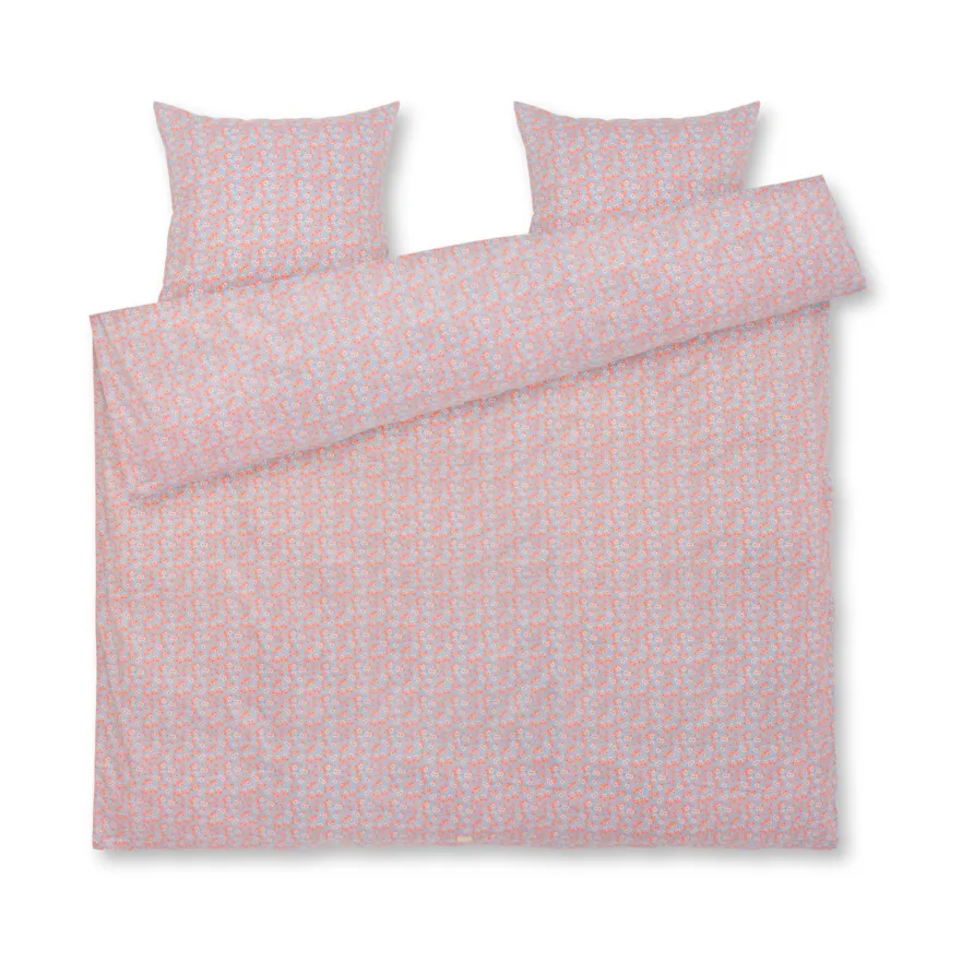 Ensemble de lit Pleasantly 220x220 cm, Bleu clair-rose Juna