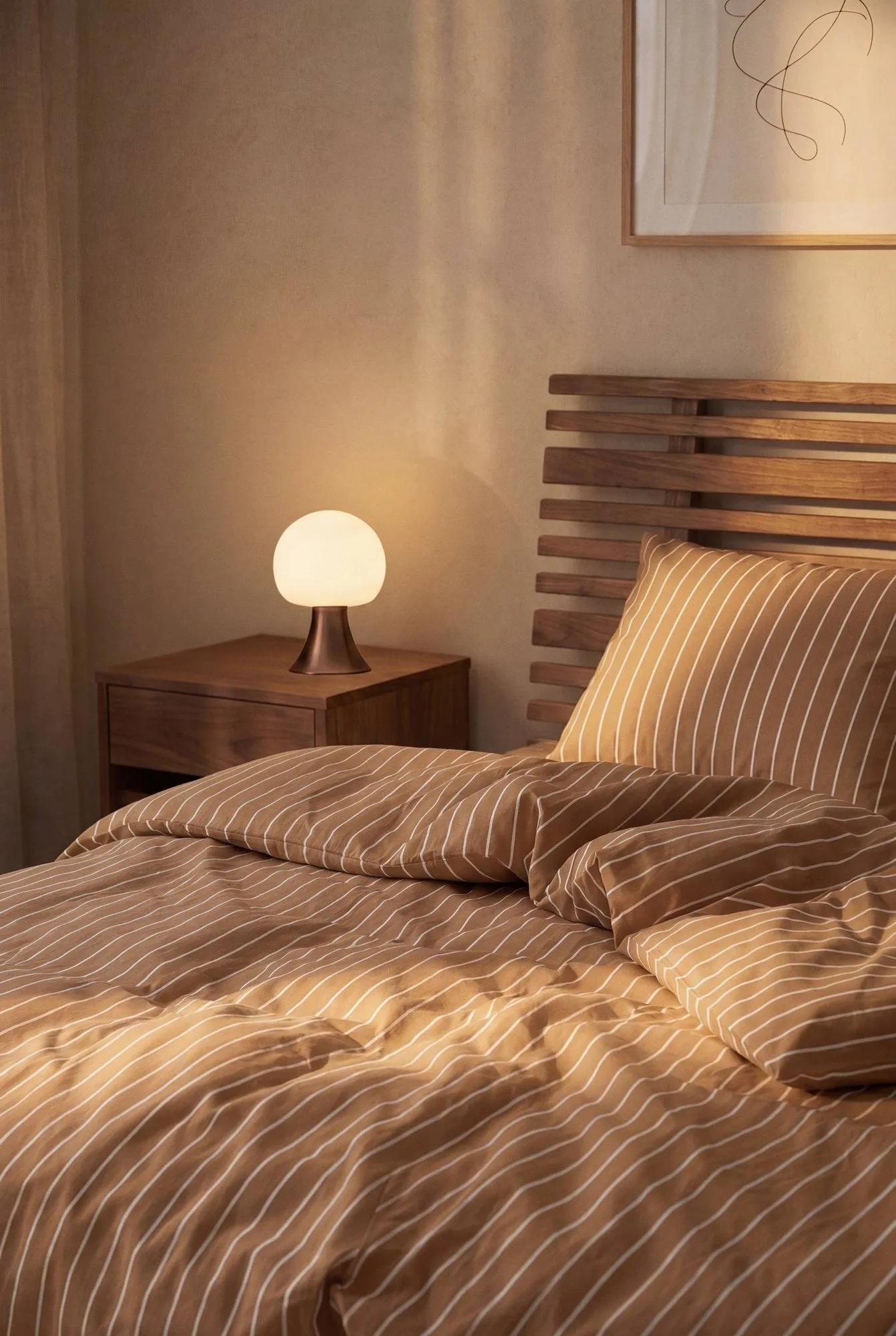 Parure de lit Soft, 150x210/50x60 cm, Caramel-off white Juna