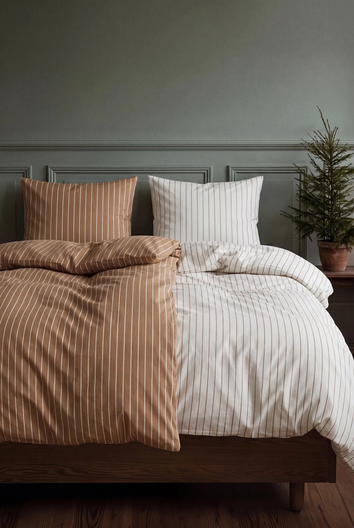 Parure de lit Soft, 150x210/50x60 cm, Off white-caramel Juna