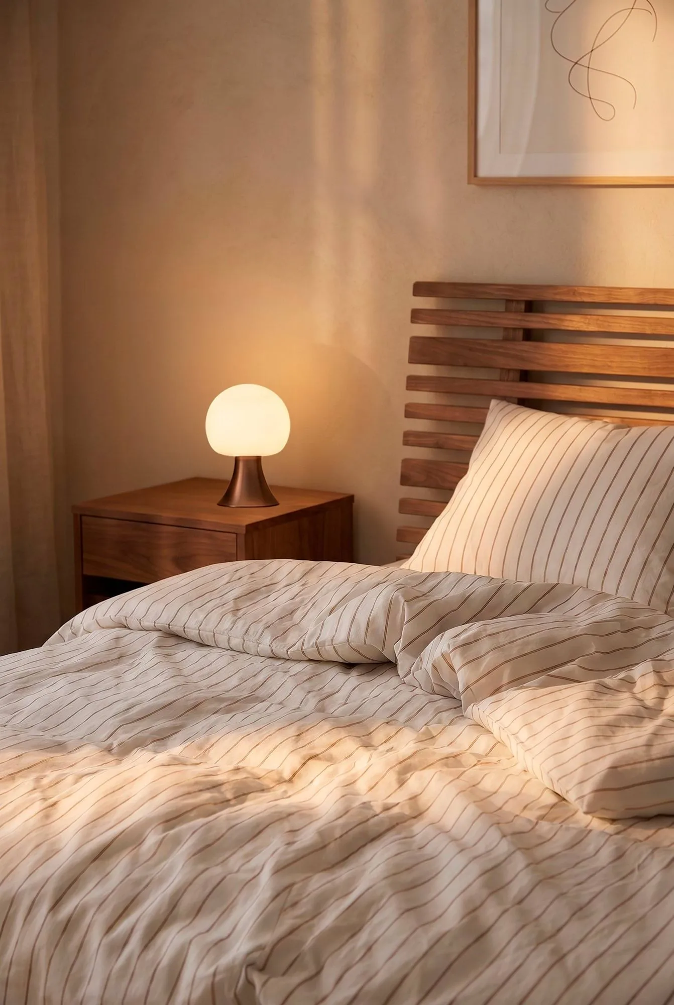 Parure de lit Soft, 220x220/2x50x60 cm, Off white-caramel Juna
