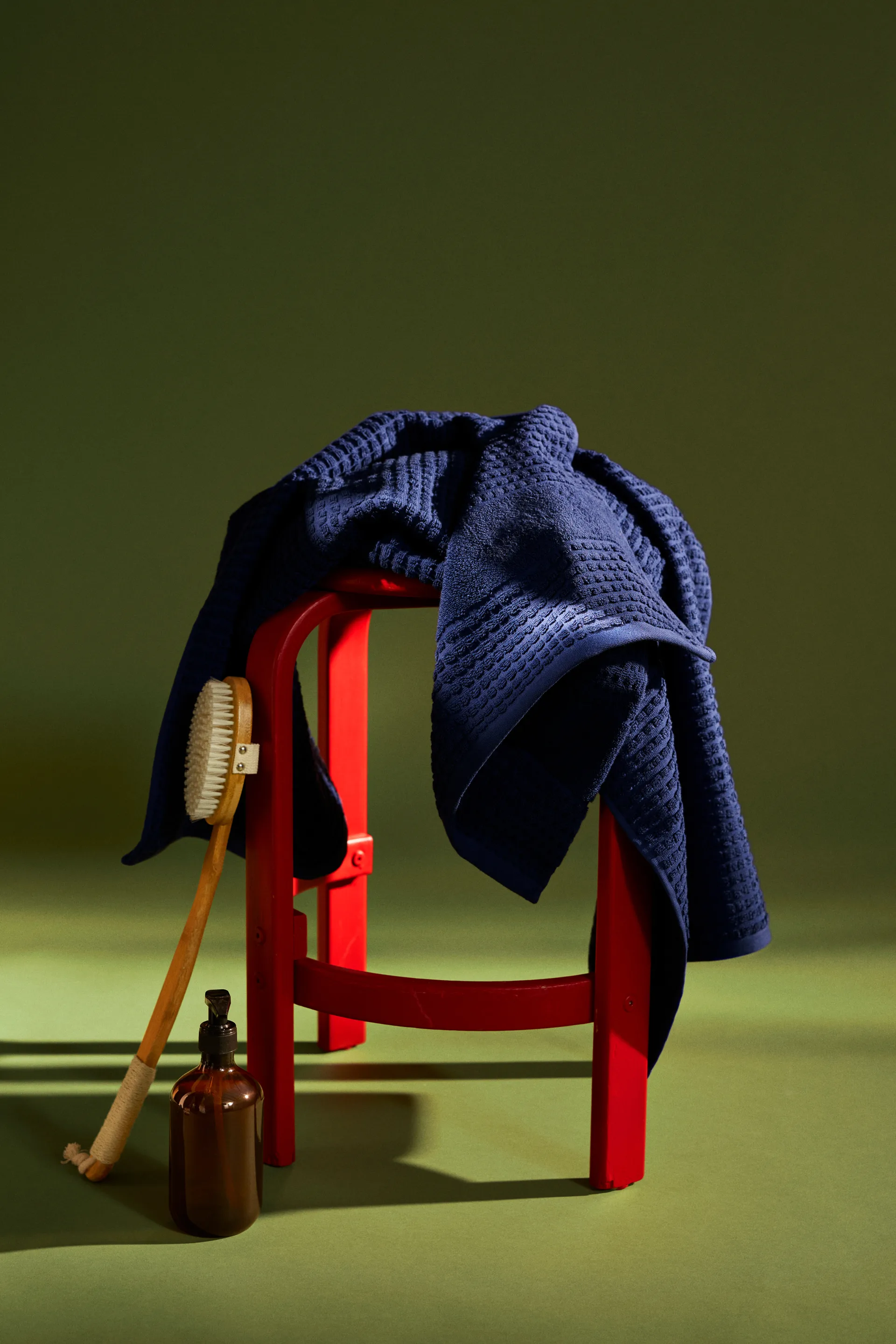 Serviette Check 50x100 cm, Bleu marine Juna