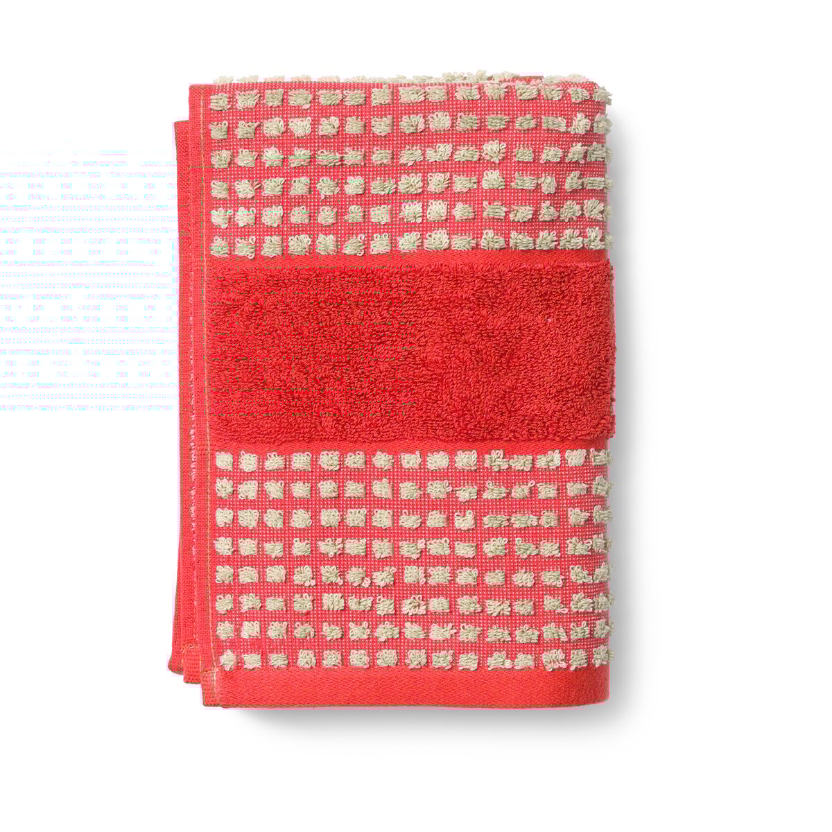 Juna Serviette Check 50x100 cm Sable-rouge | Design Scandinave | Serviettes de bain | Rouge