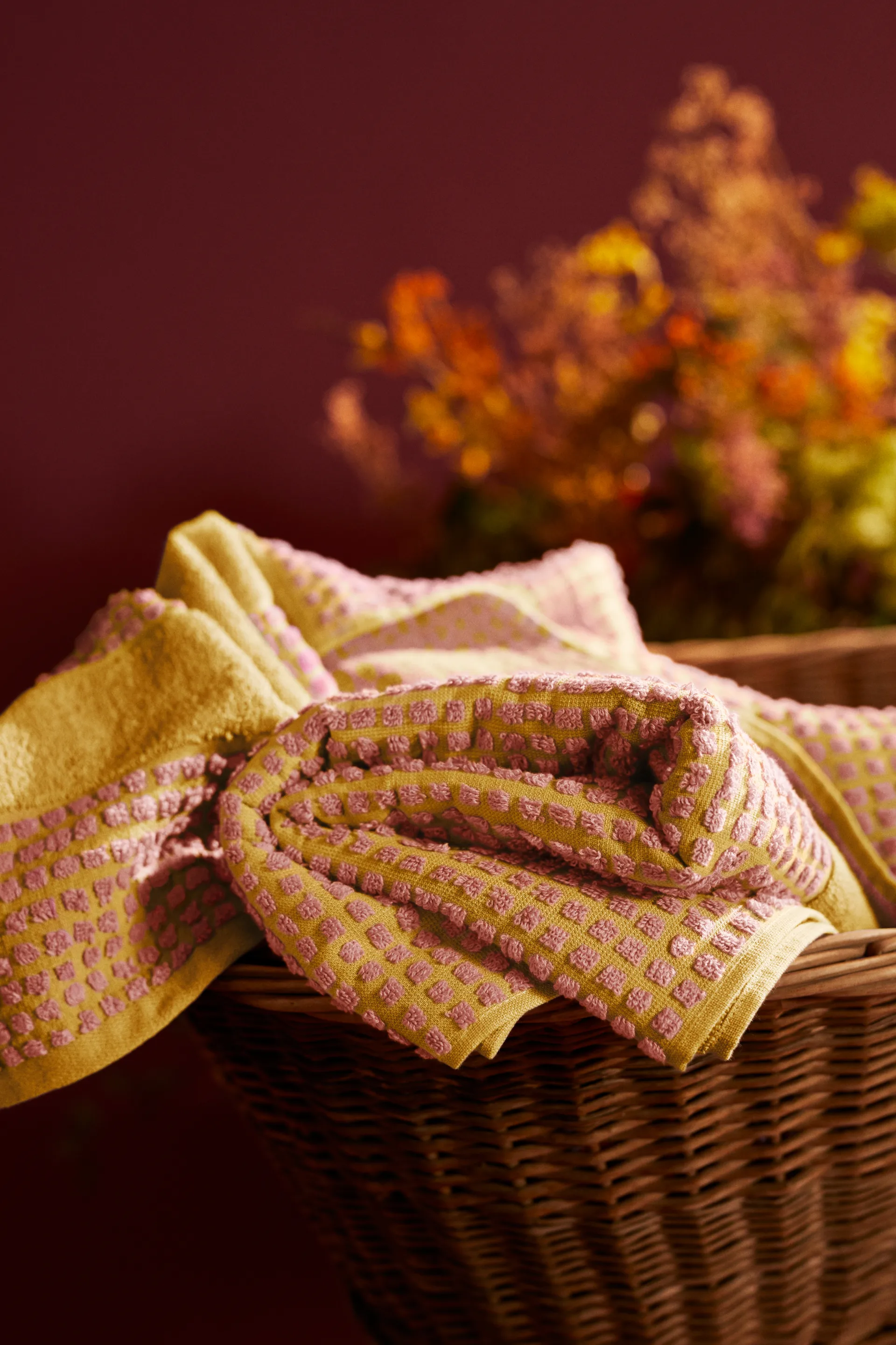 Serviette Check 70x140 cm, Jaune-rose Juna