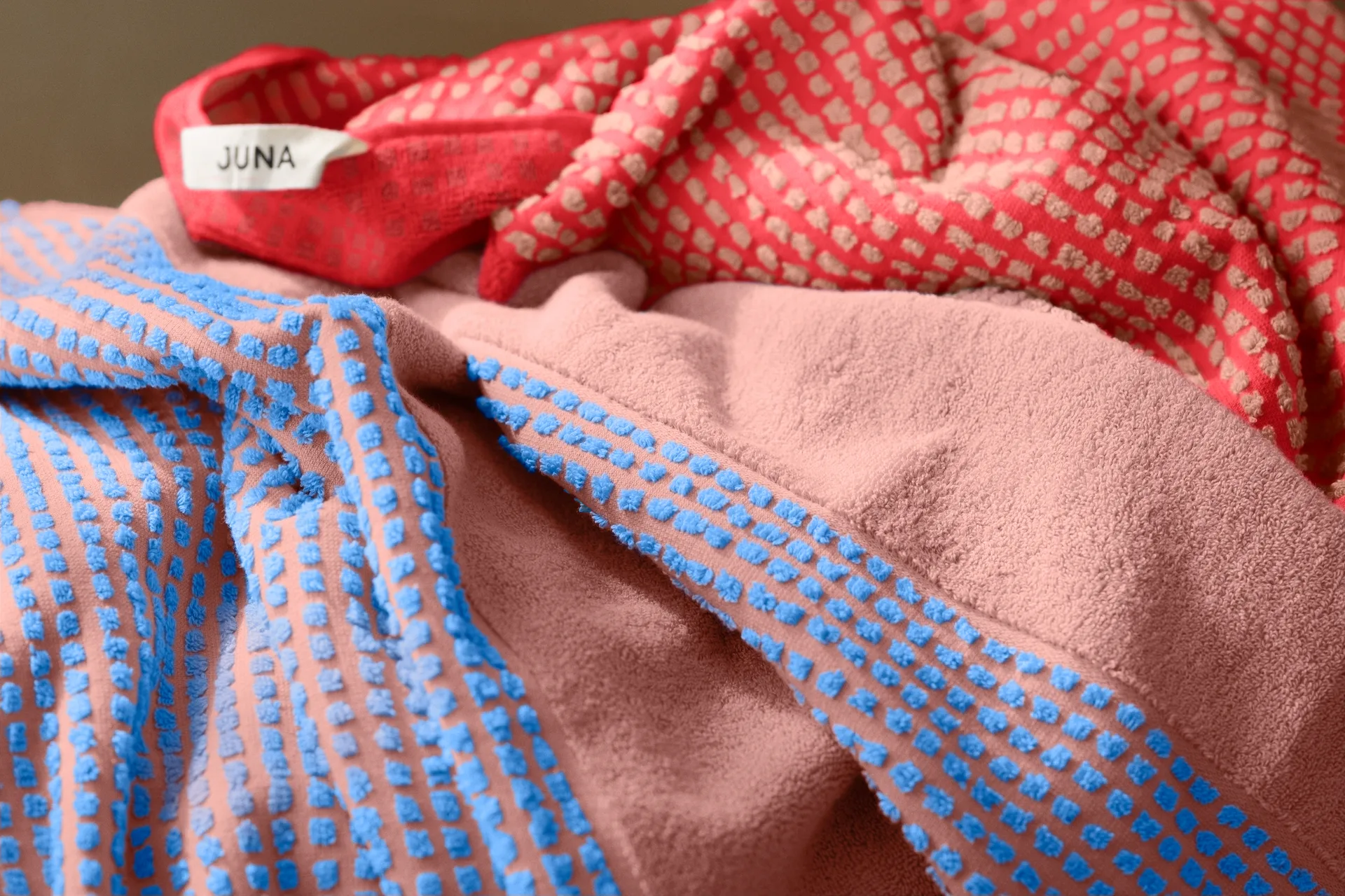 Serviette Check 70x140 cm, Sable-rouge Juna