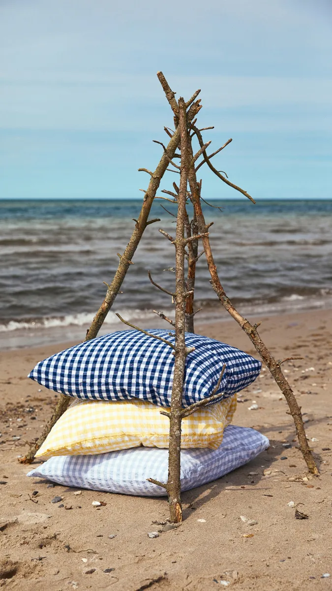 Taie d'oreiller Bæk&Bølge 50x60 cm, Bleu foncé-blanc Juna