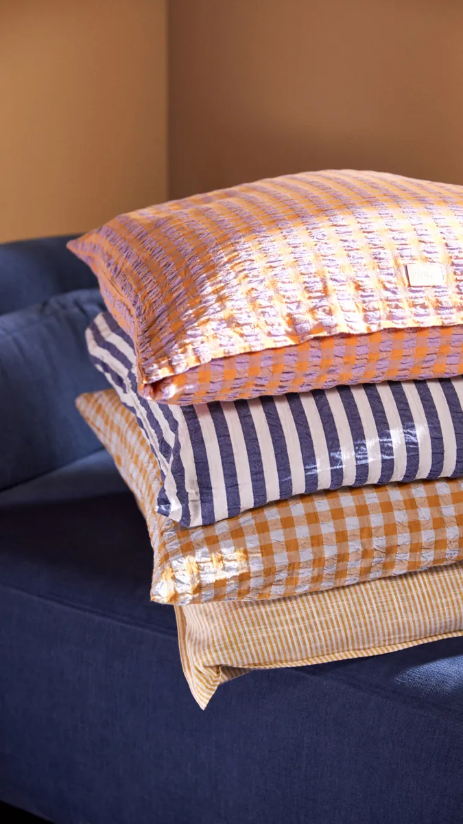 Taie d'oreiller Monochrome Lines 50x60 cm, Ocre blanc Juna