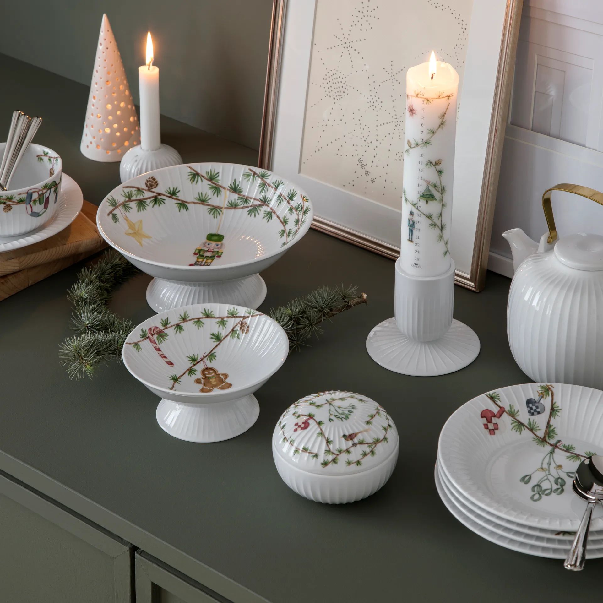 Bol de Noël sur pied Hammershøi Ø23cm, Blanc Kähler