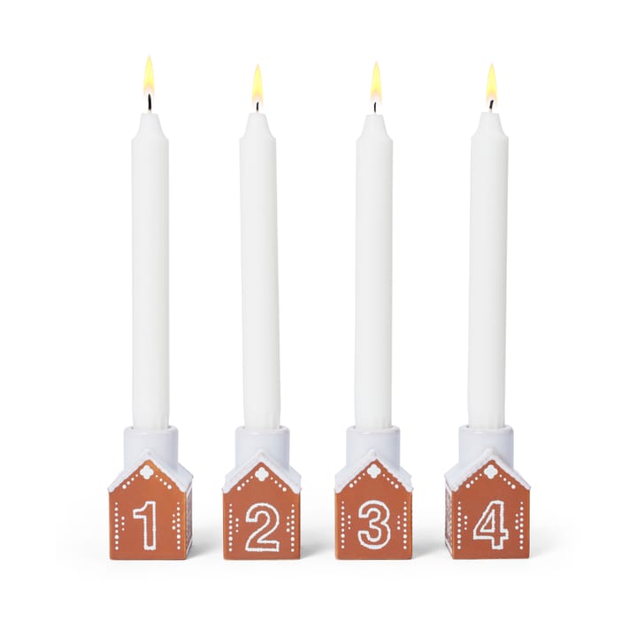 Bougeoir de l’Avent Gingerbread, Lot de 4 - Marron - Kähler