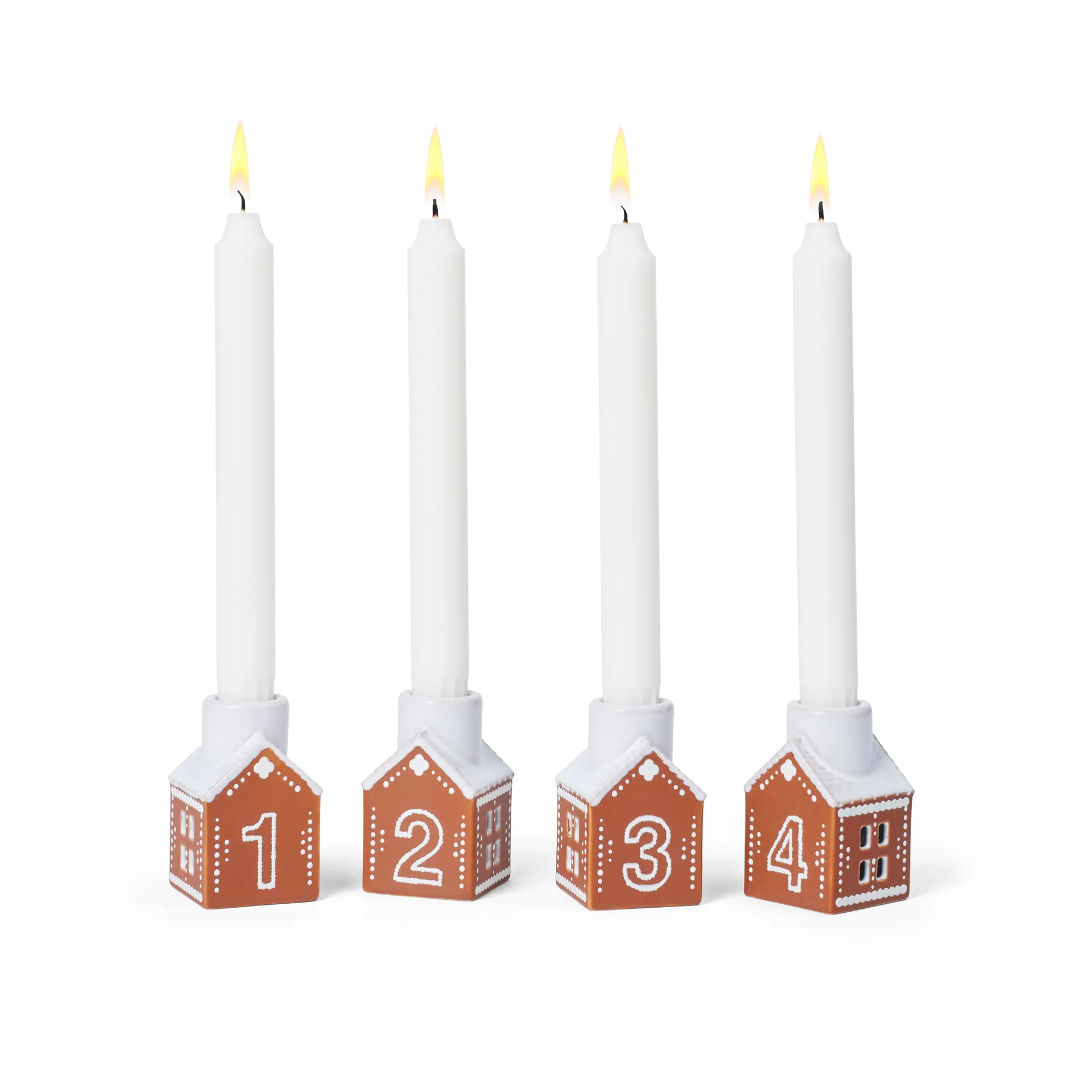 Bougeoir de l’Avent Gingerbread, Lot de 4, Marron Kähler