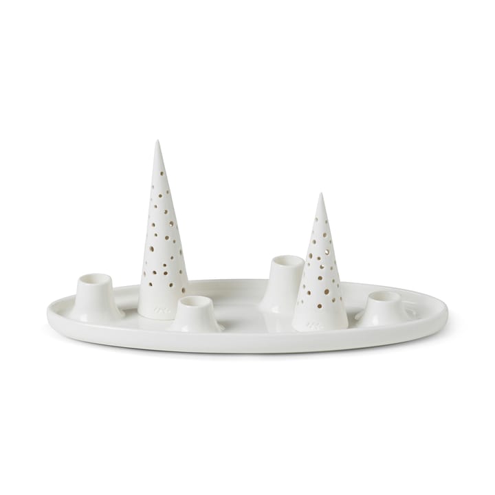 Bougeoir de l'avent oval Nobili 33 cm, Blanc Kähler