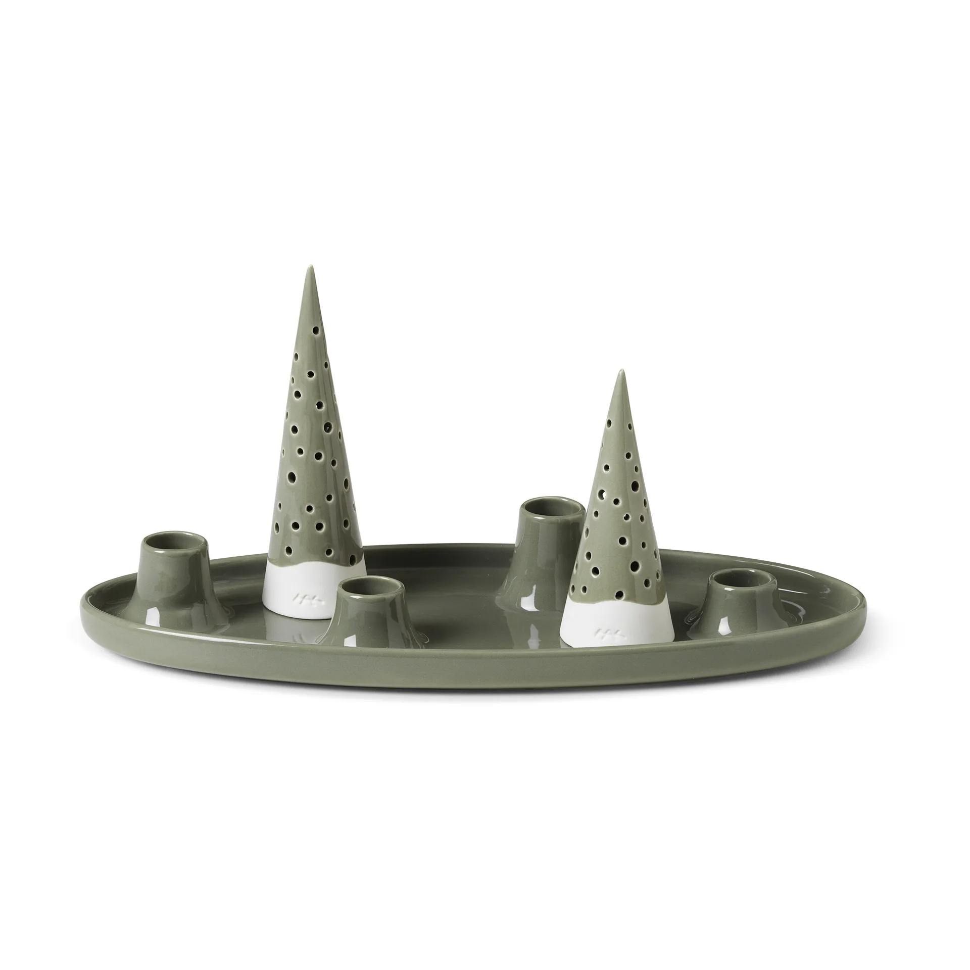 Bougeoir de l'avent oval Nobili 33 cm, Vert Kähler