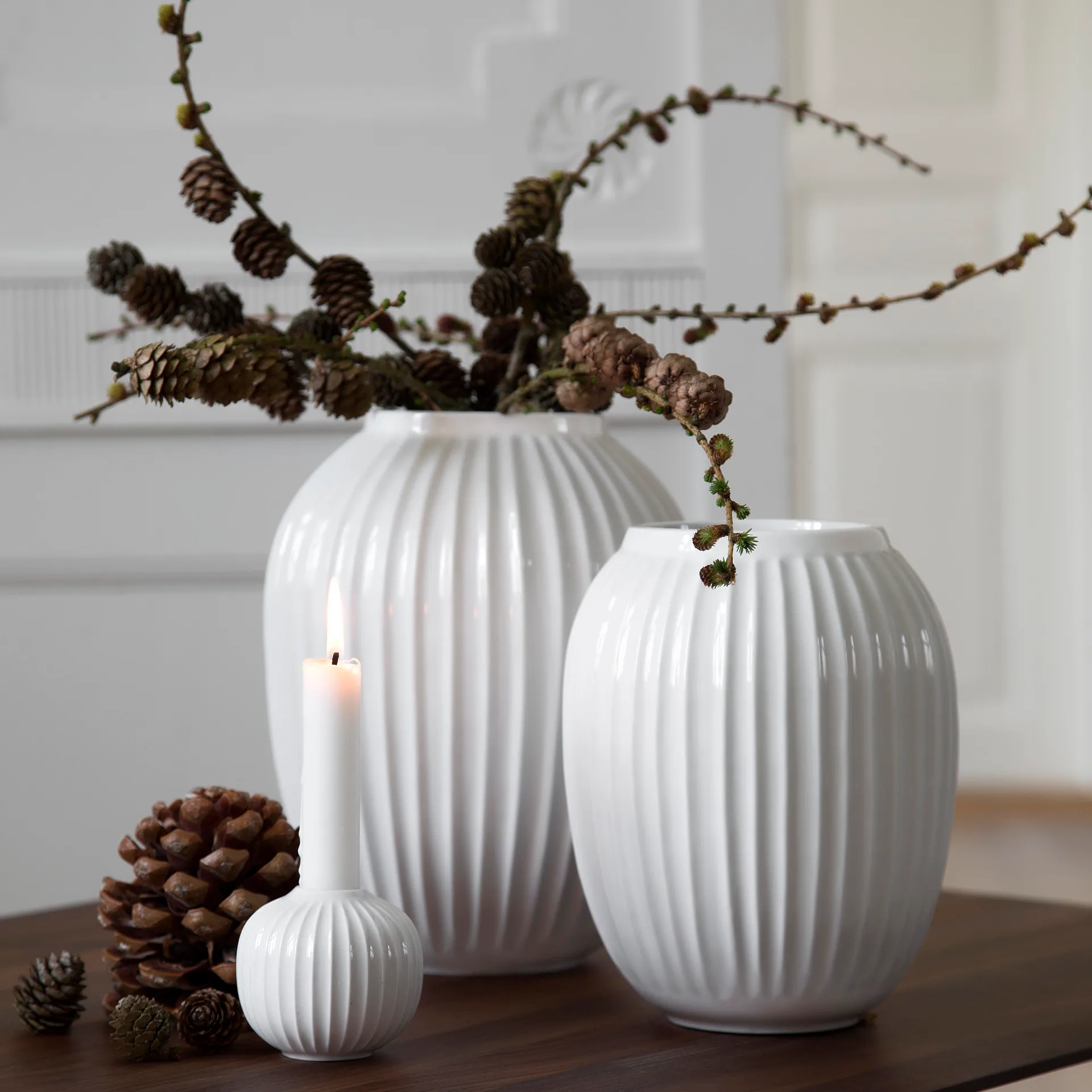 Bougeoir Hammershøi moyen, blanc Kähler