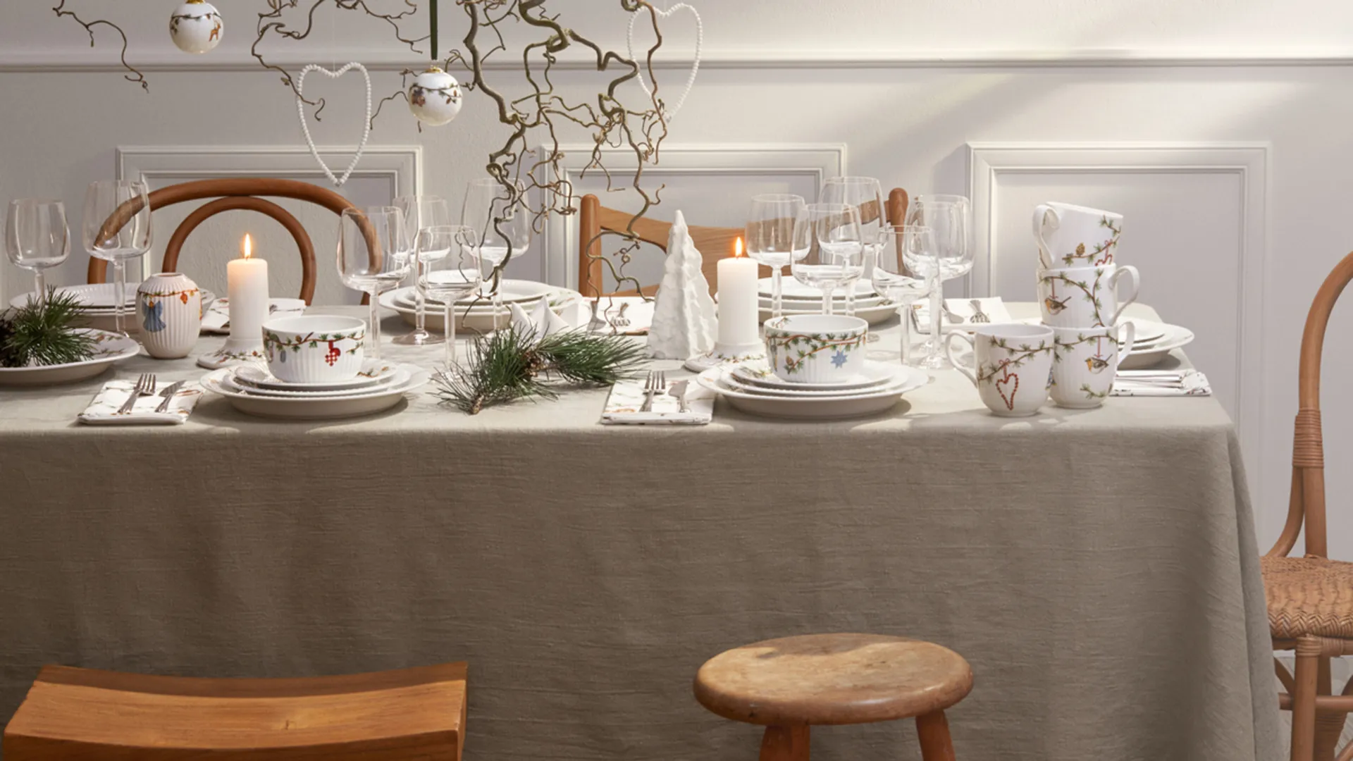 Bougeoir pour bougie bloc Hammershøi Christmas Ø 13 cm, Blanc Kähler