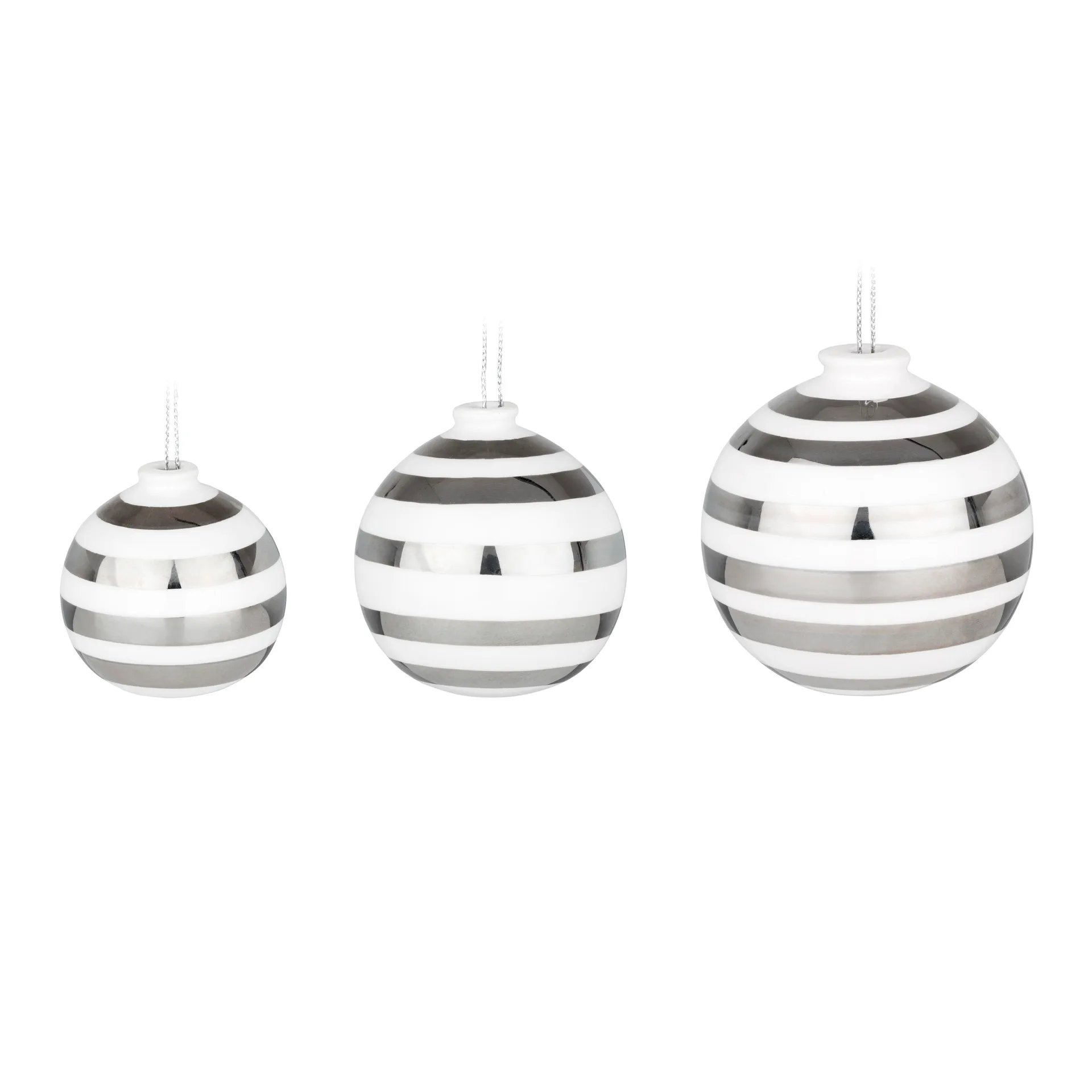 Boules de Noël Omaggio, lot de 3, argenté Kähler
