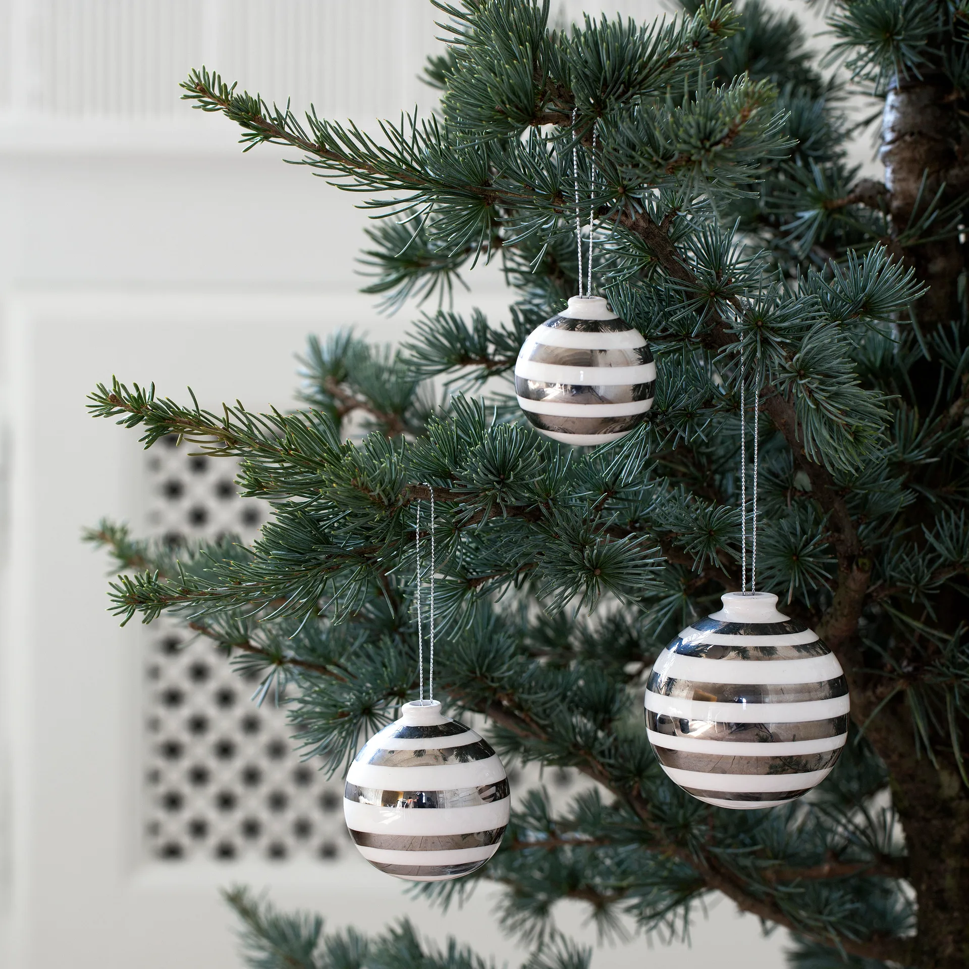 Boules de Noël Omaggio, lot de 3, argenté Kähler