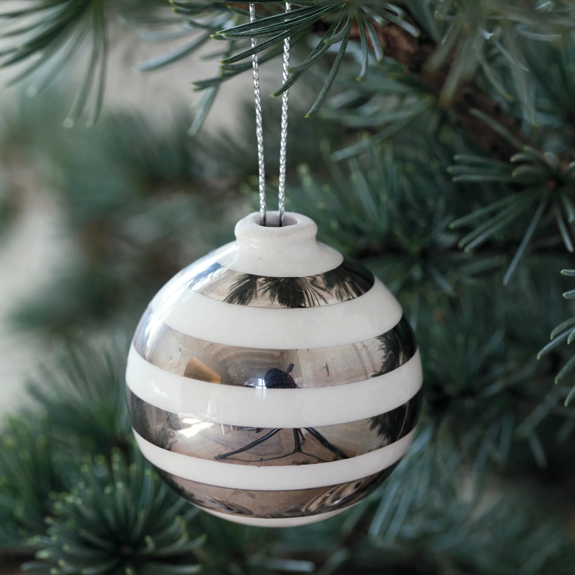 Boules de Noël Omaggio, lot de 3, argenté Kähler