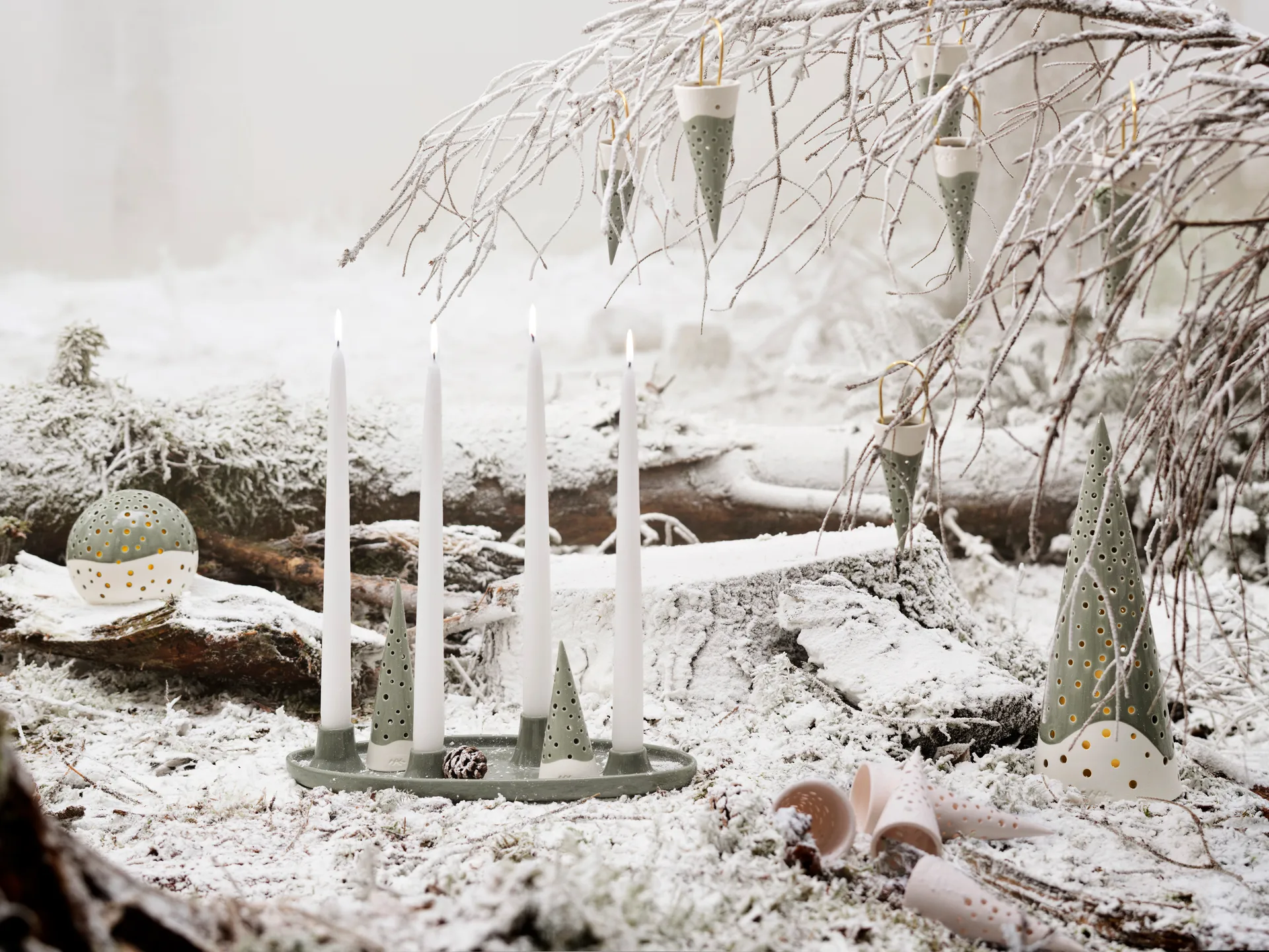 Décoration de Noël Cône de Noël Nobili 18 cm, Vert Kähler